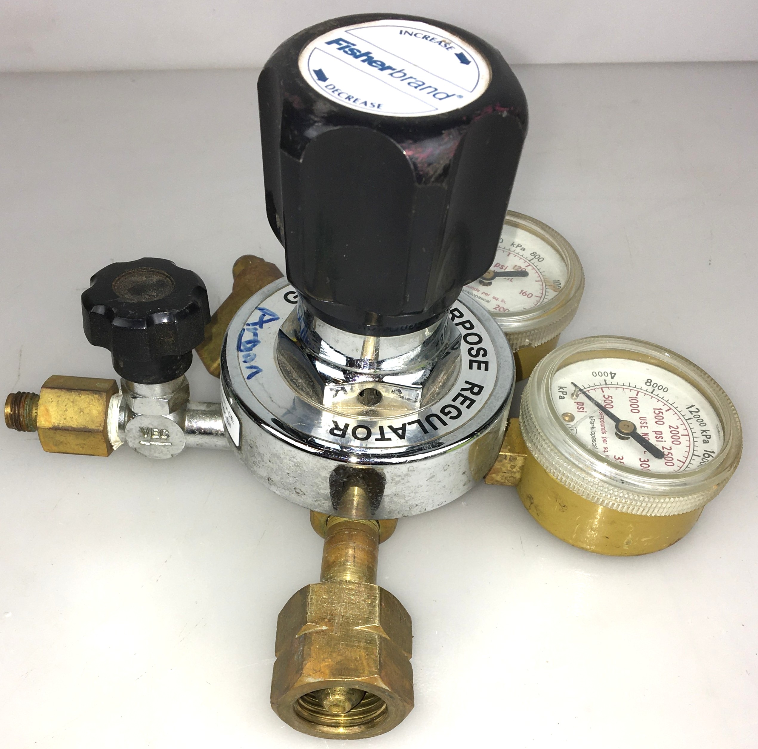 Used Fisherbrand 10-575-115 Brass Pressure Regulator (CGA 350)