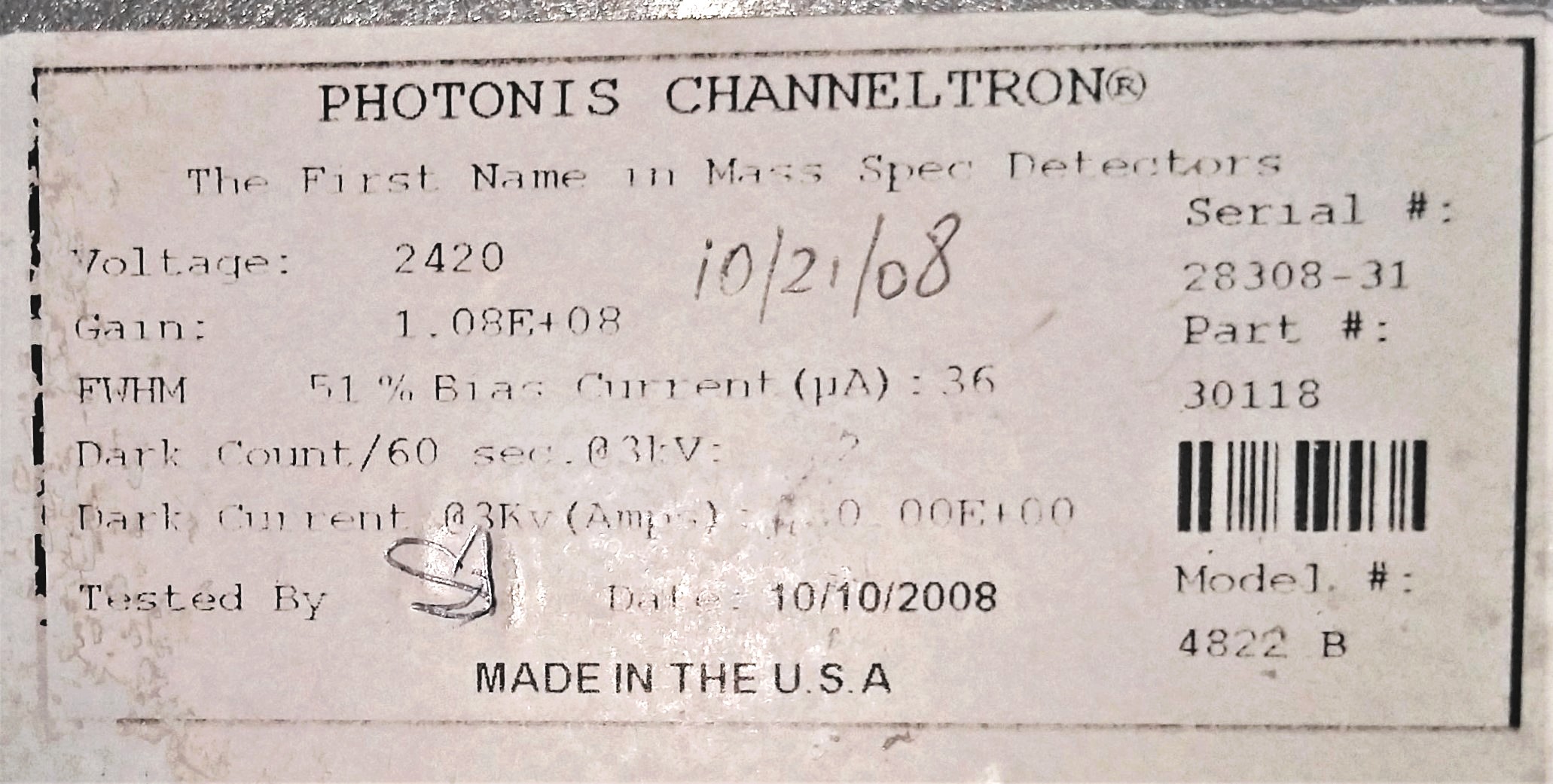As is Applied Biosystems MDS Sciex API 3000 LC/MS/MS Spectrometer