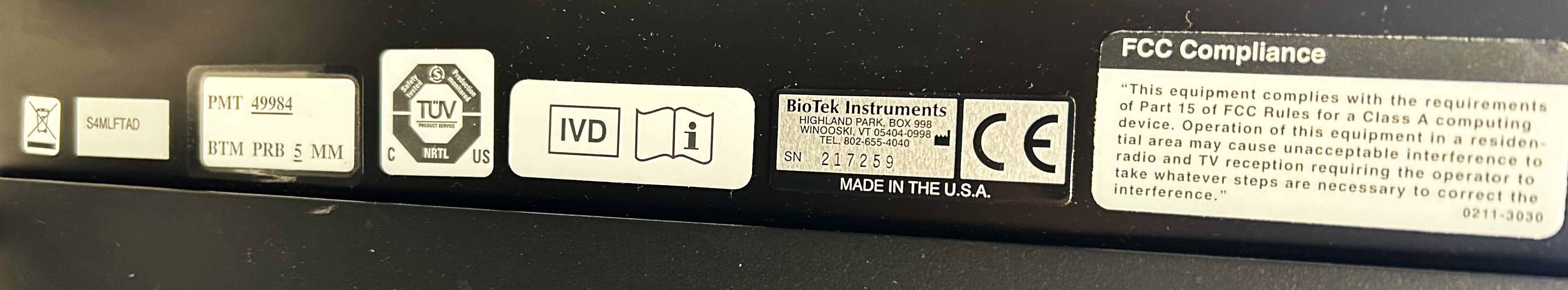 Used BioTek Synergy 4 Multi-Detection Microplate Reader with GEN5 Software