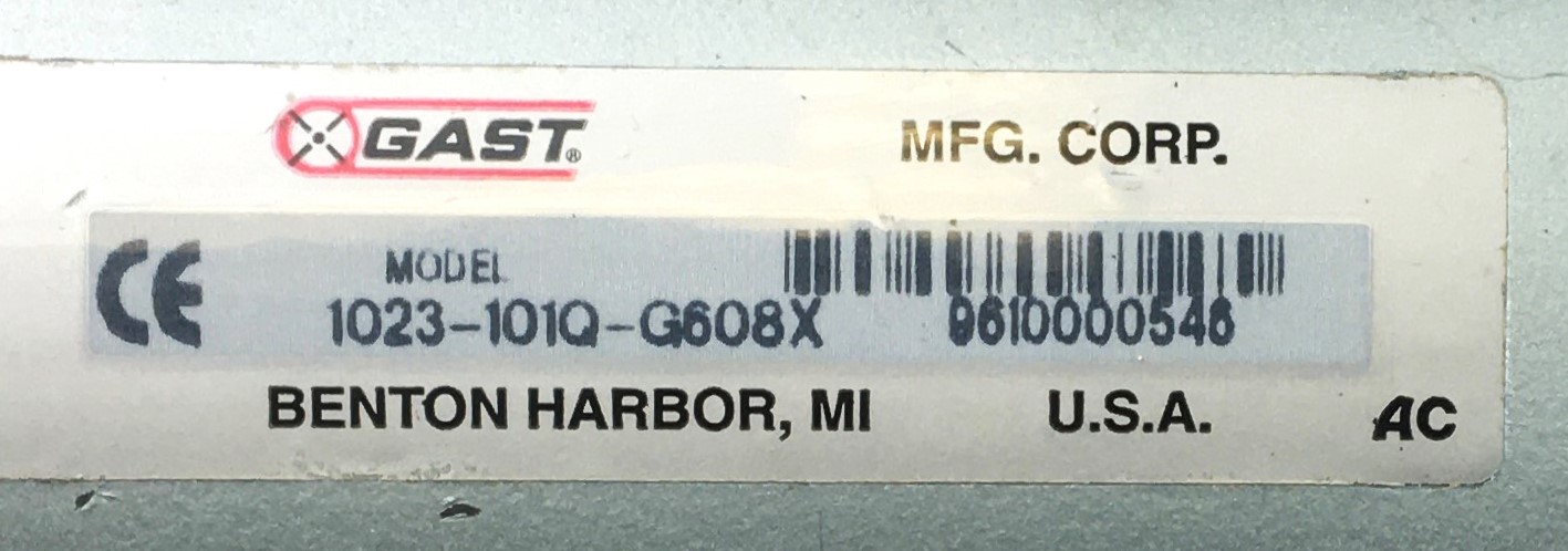 Used Gast 1023-101Q-G608X Vacuum Pump (10cfm)