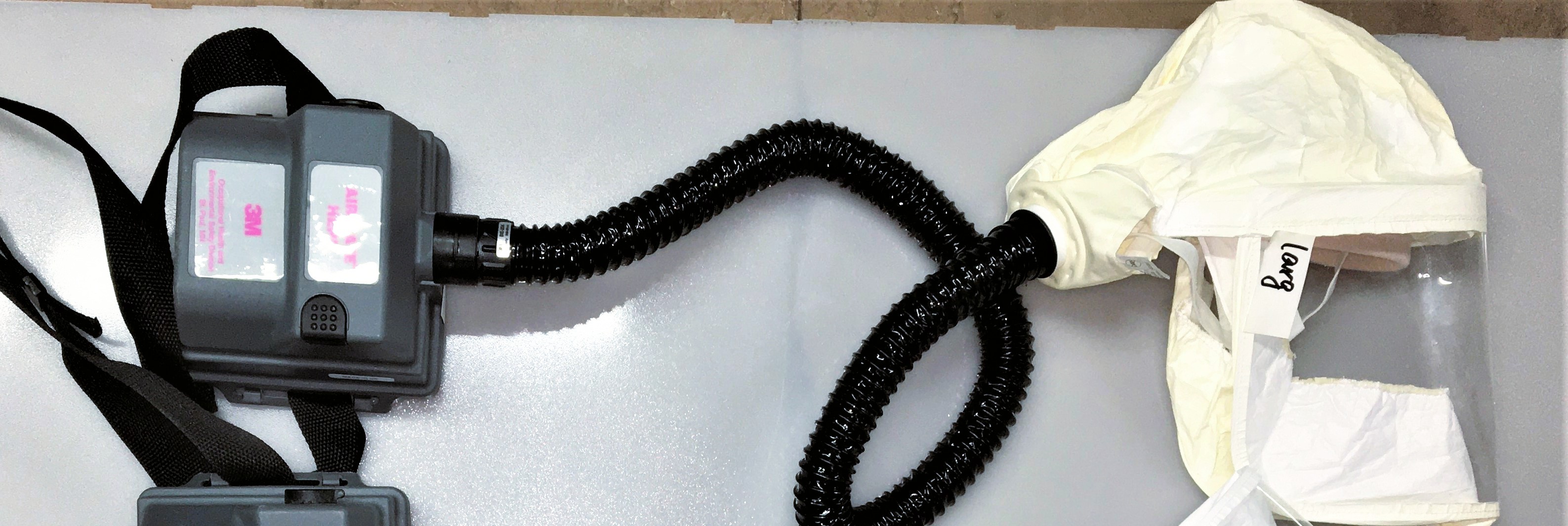 Used 3M Air-Mate HEPA Respirator (PAPR) Unit with Head Cover (Large Size)