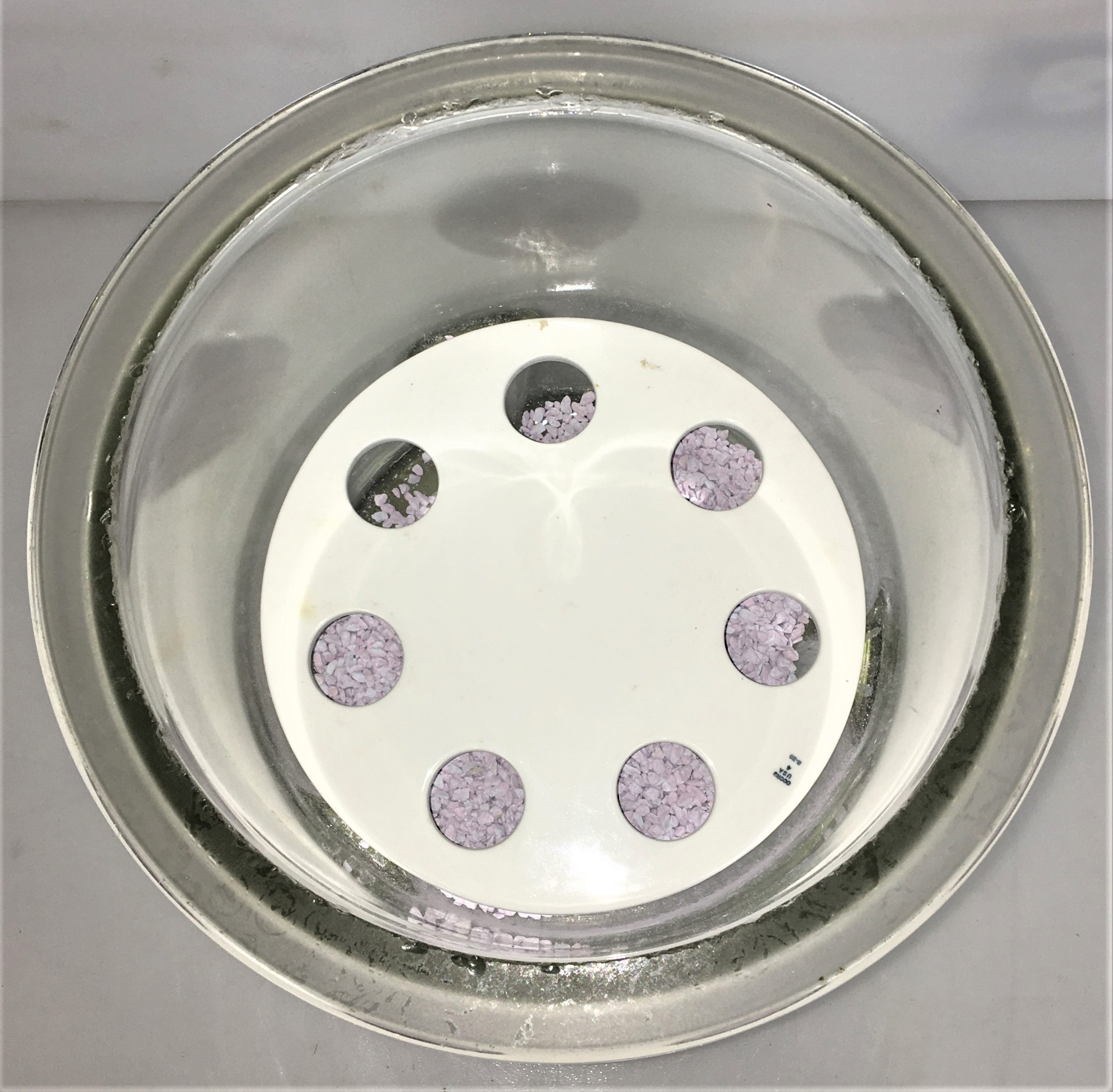 Used Corning PYREX 210mm ID Glass Desiccator with Coors Plate