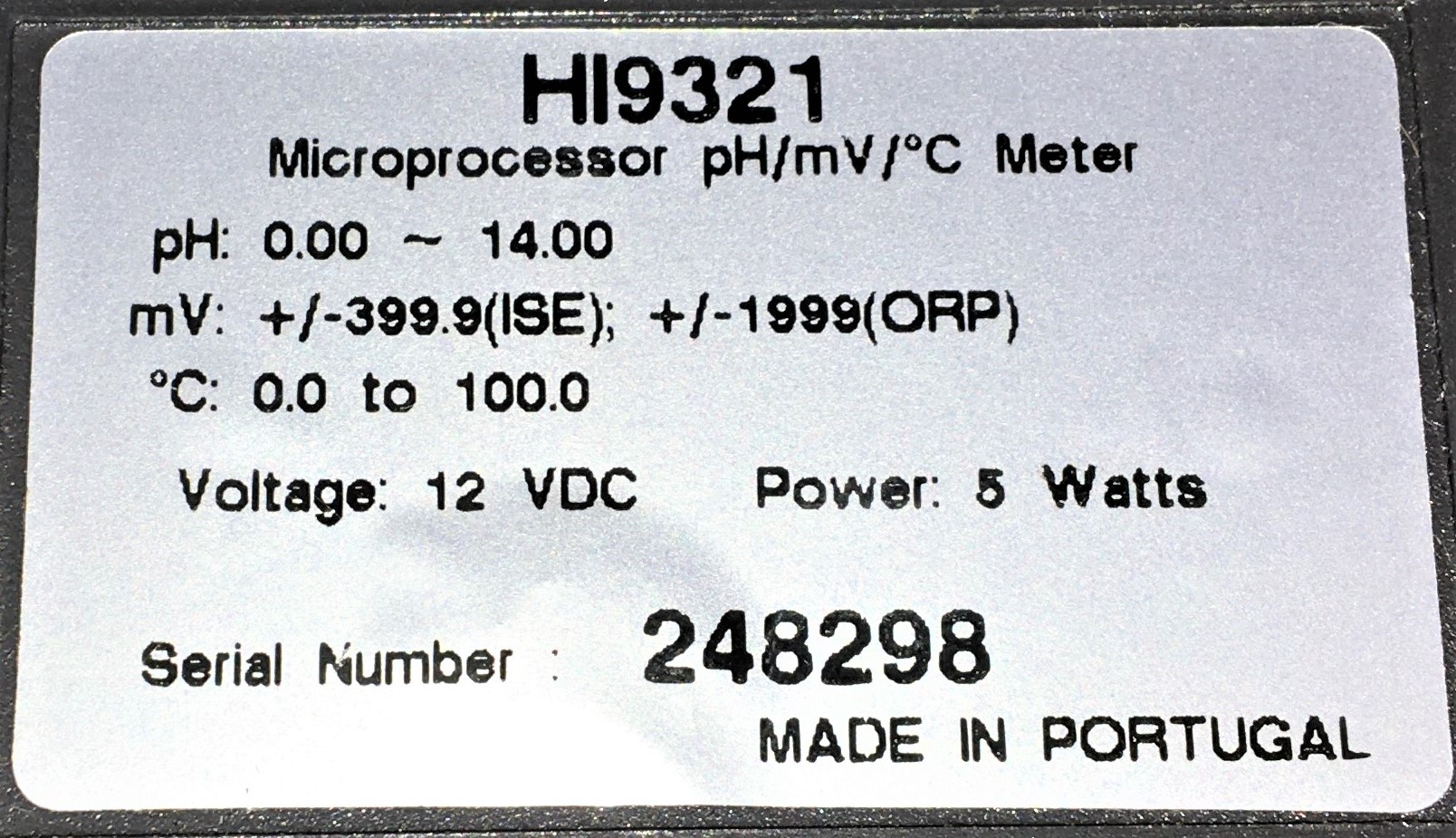 Used Hanna HI 9321 Benchtop pH Meter with New Electrode and Support Stand