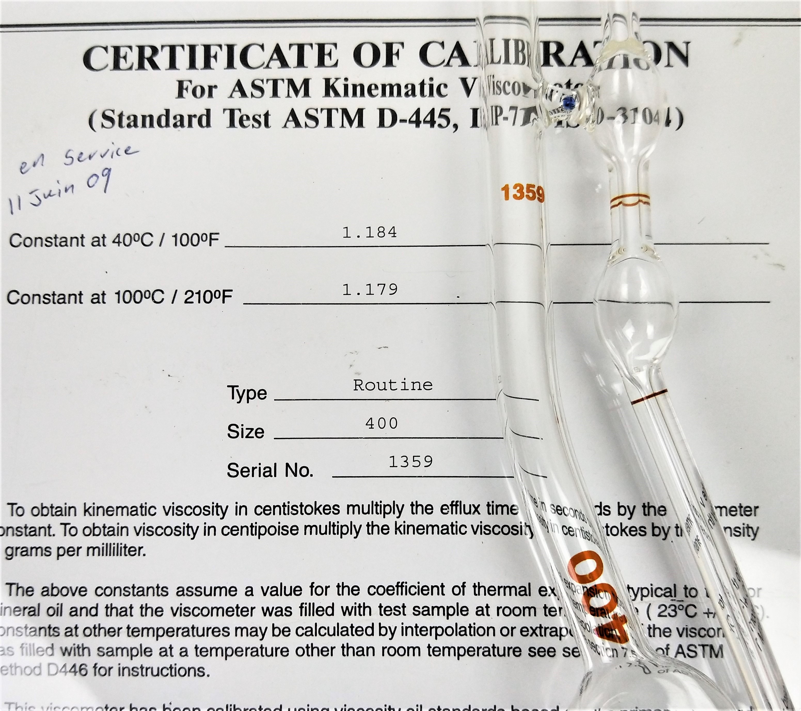 New Open Box Cannon-Fenske CFRC-400 Certified Routine Viscometer Tube - Size 400