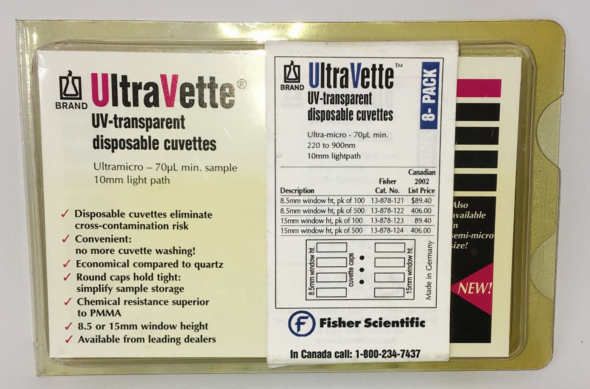 New Open Box BrandTech UltraVette Ultramicro Disposable Cuvette (Pack of 8)