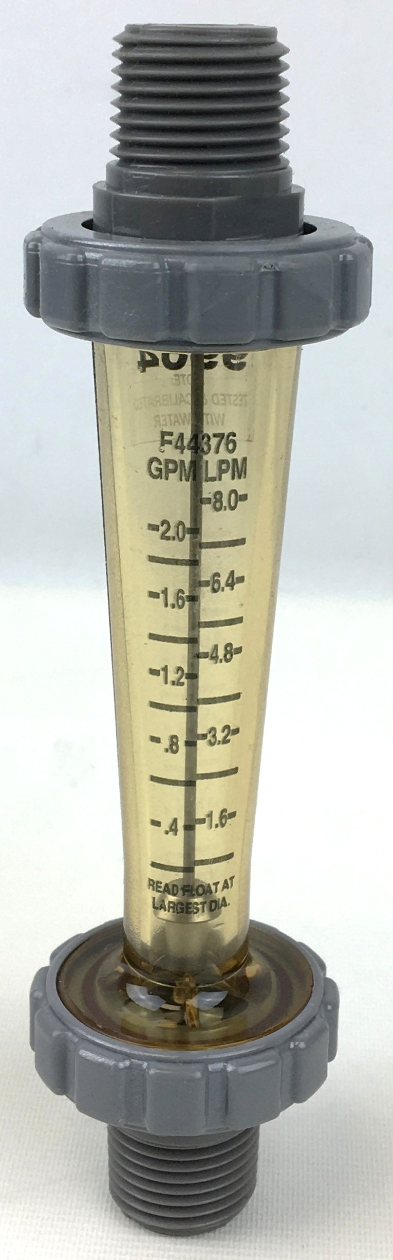 Used Blue-White F-44376 In-Line Variable Area Flow Meter (0.75 to 7.5 LPM)