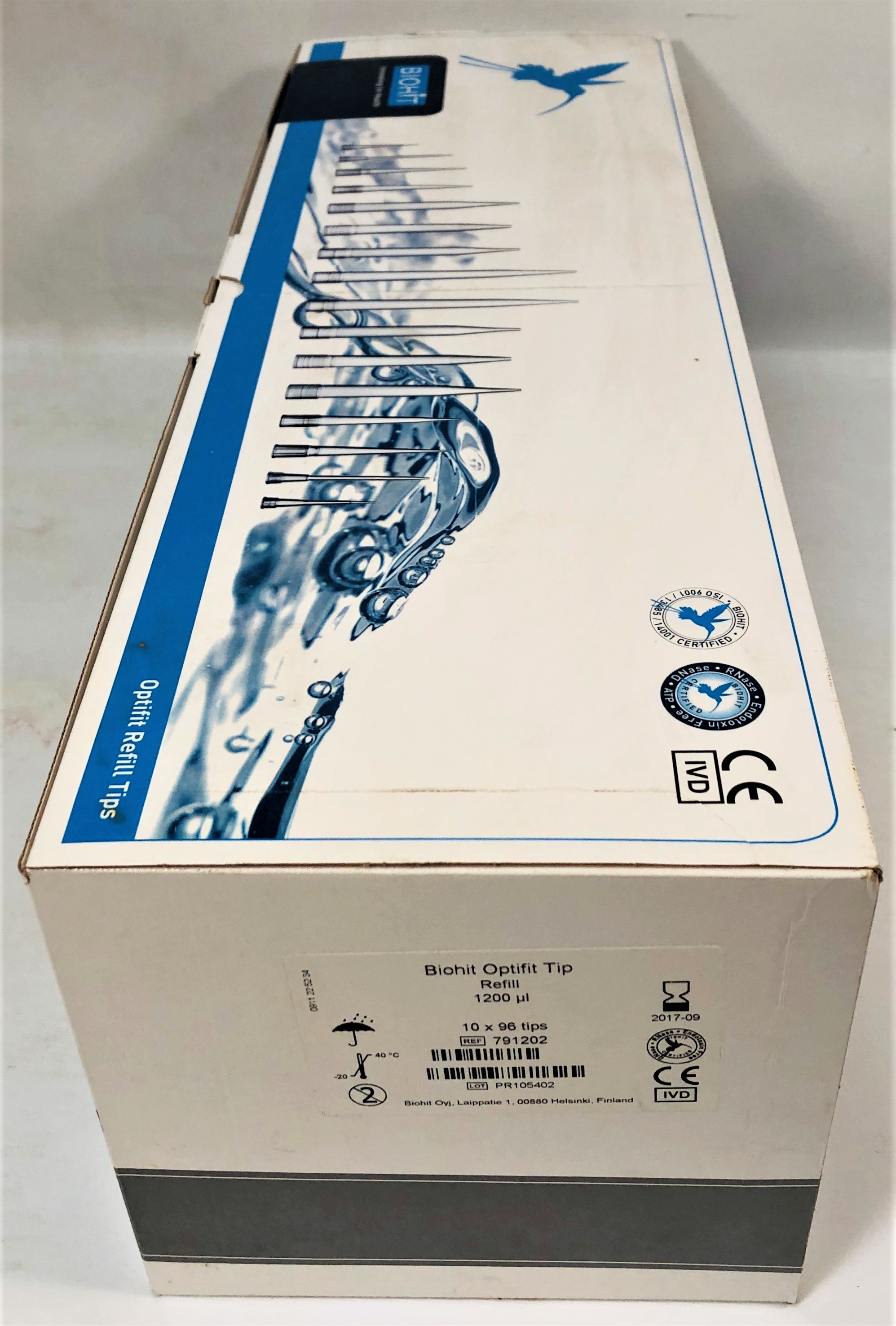 New Open Box BioHit Optifit 791202 Pipette Tip Single Refill Pack - 50 to 1200 µL (Tray of 96 Tips)