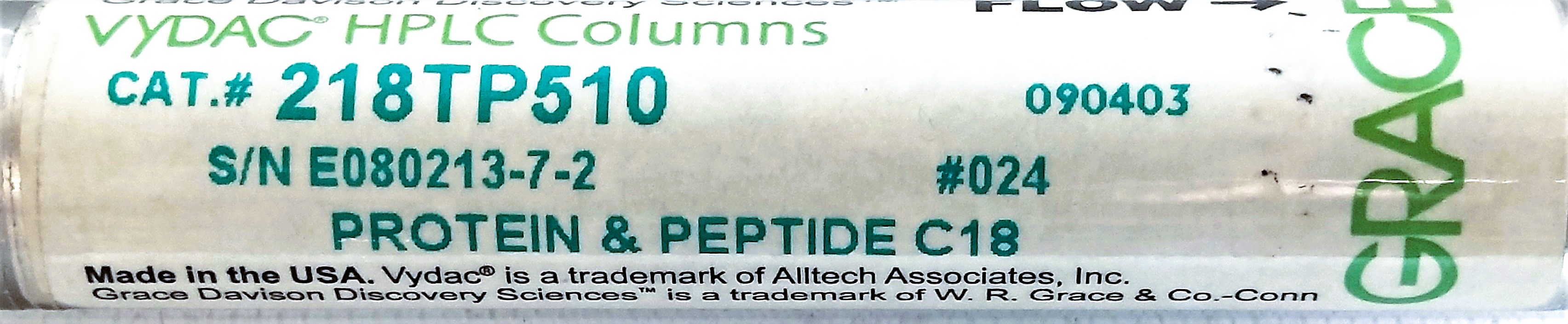 Used Vydac 218TP510 C18 Semi-Preparative LC Column (25 cm × 10 mm x 5µm)