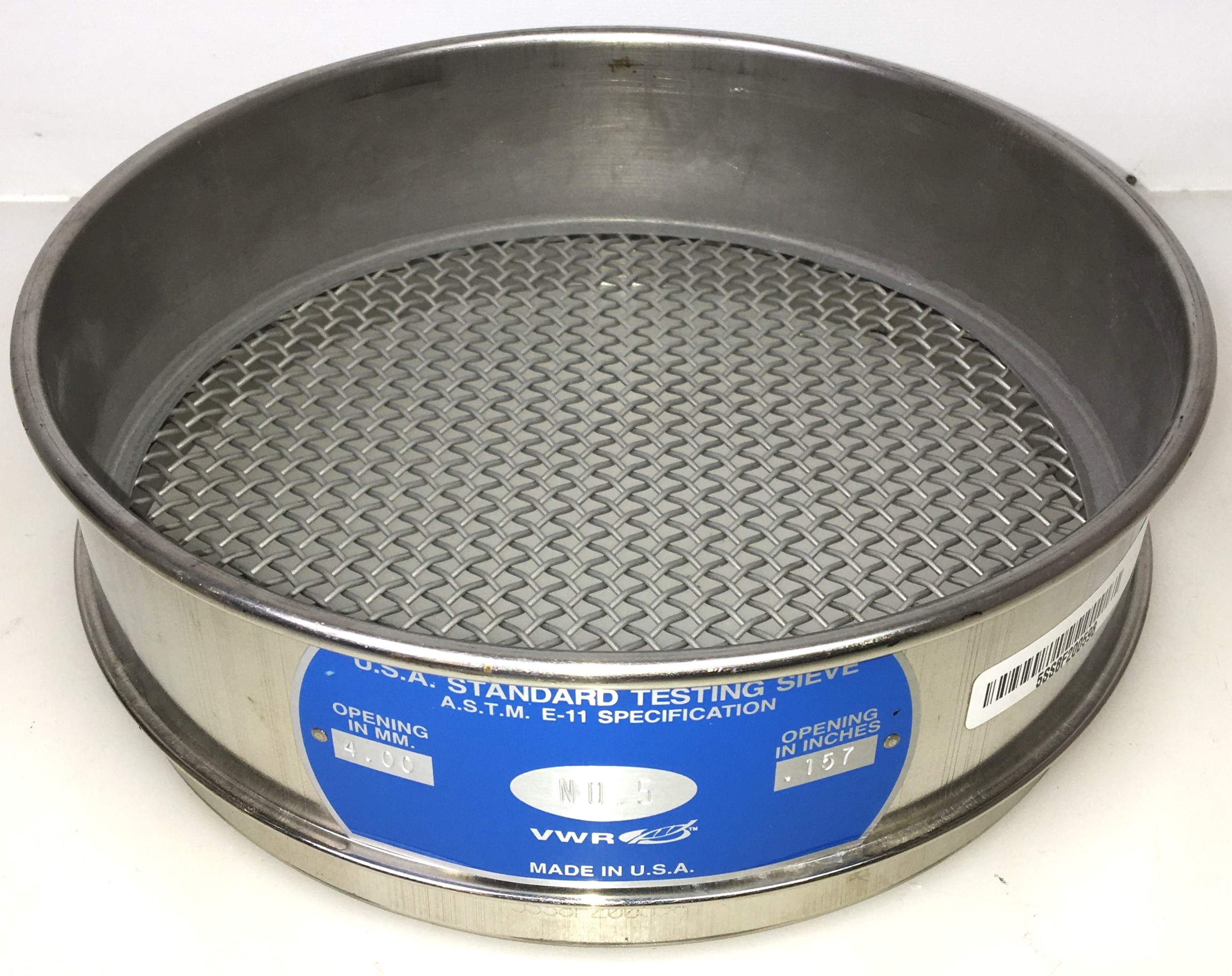 Used VWR Stainless Steel Sieve Kit - 8" Diam (Set of 4)