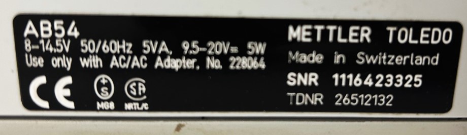 Used Mettler Toledo AB54 Analytical Balance (51g x 0.0001g)