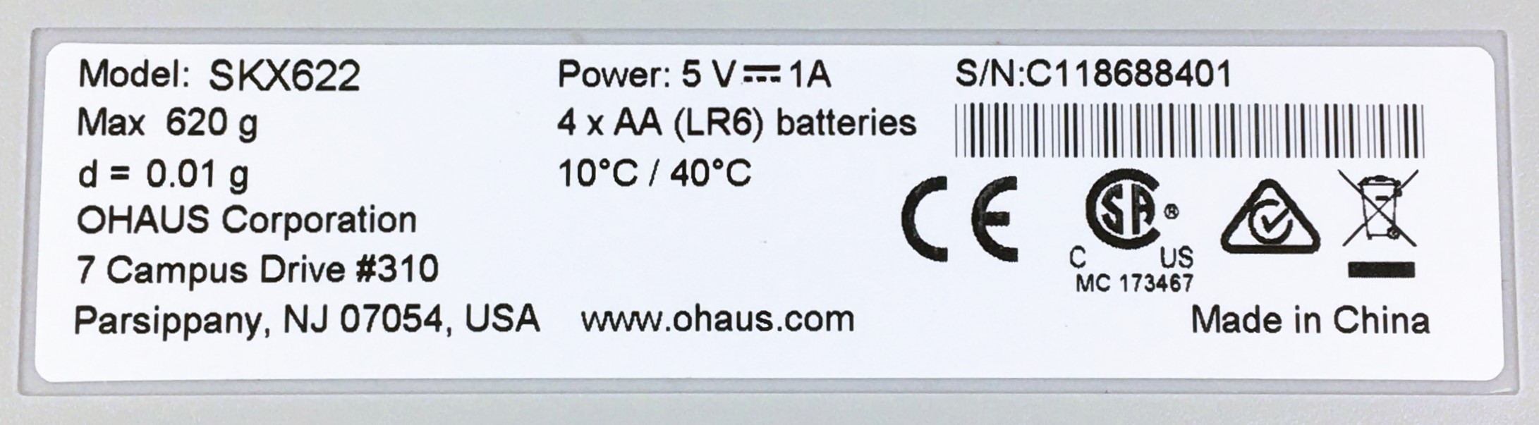 New Open Box Ohaus Scout SKX 622 Portable Balance (620g x 0.01g)