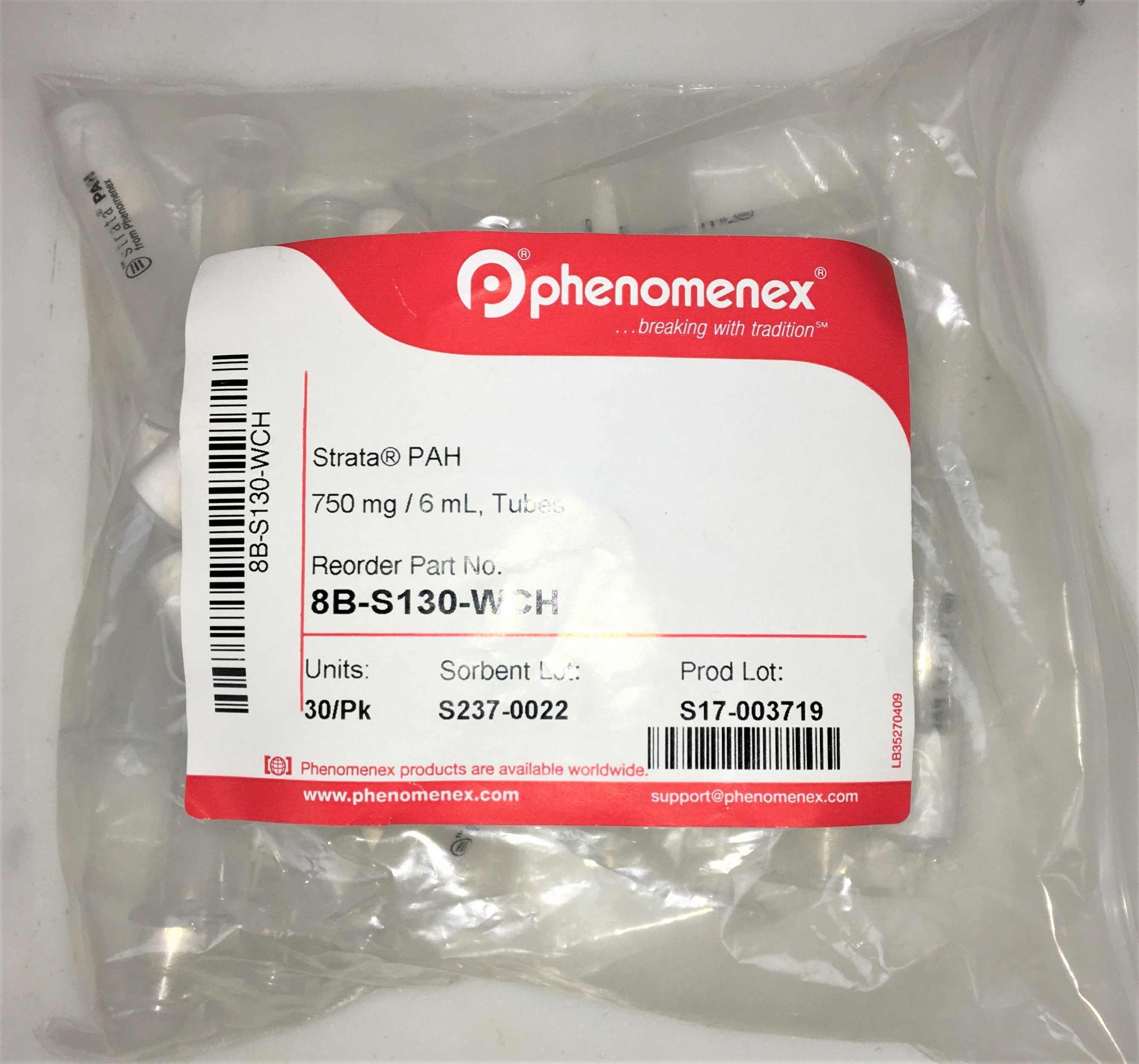 New Open Box Phenomenex Strata PAH (8B-S130-WCH) Specialty SPE Sorbent (30/Pack)