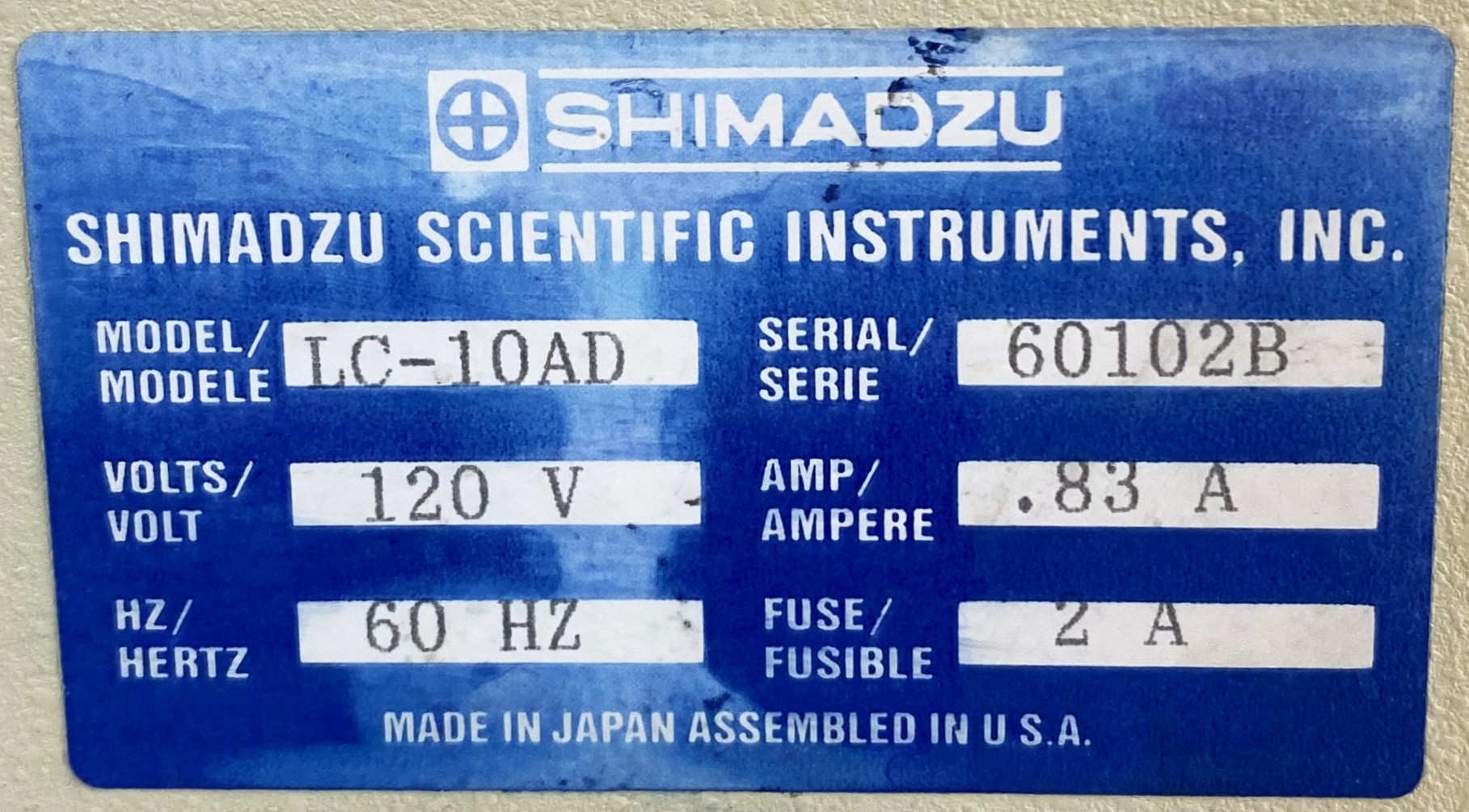 Used Shimadzu LC-10AD LC Pump