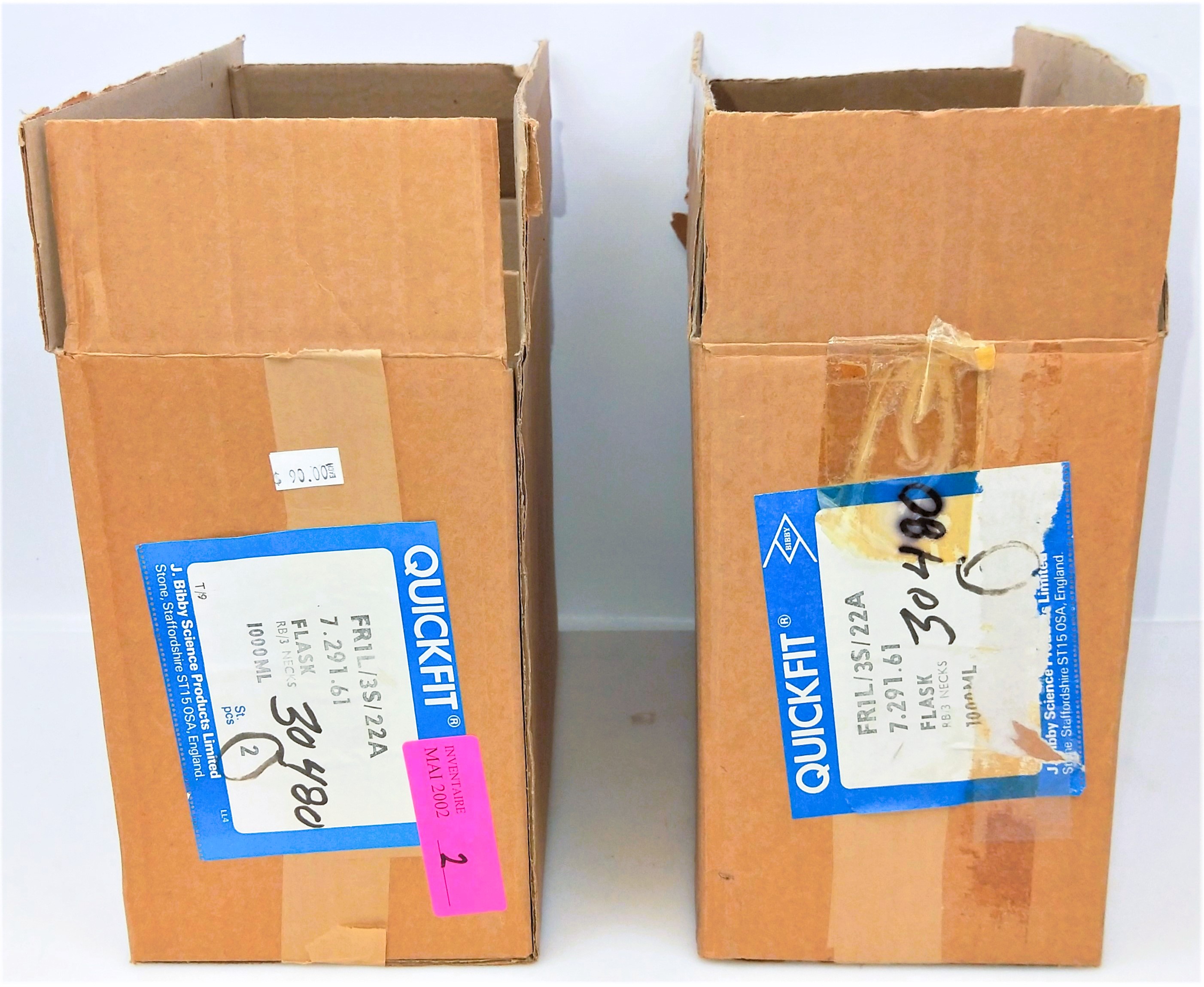 Used QuickFit FR1L/3S/22A 3-Neck 1000mL Round-Bottom Flask