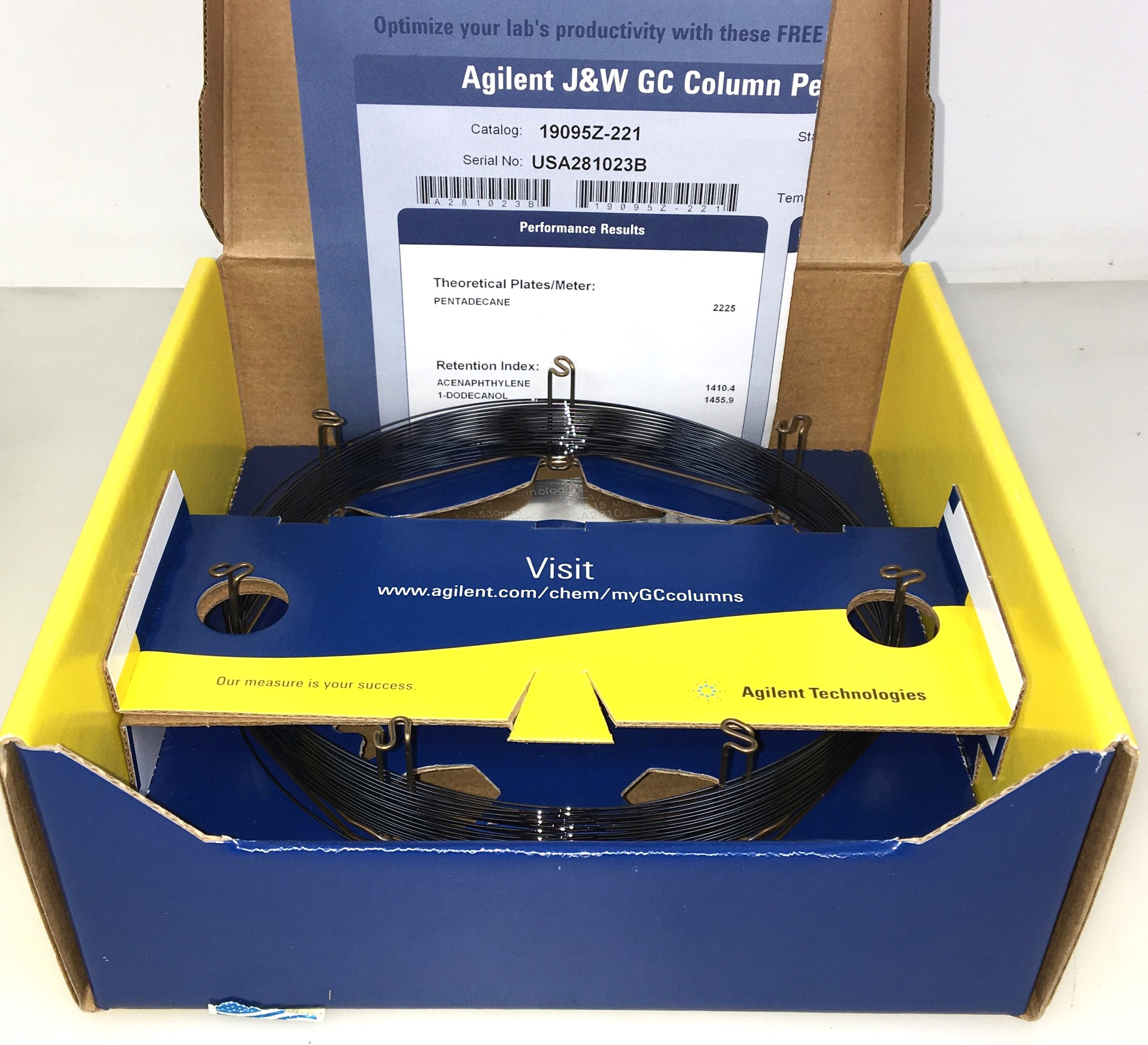 New Open Box Agilent HP-1/SIMDIST (19015Z-221) Capillary Column (15M x 0.53mm x 0.15µm)