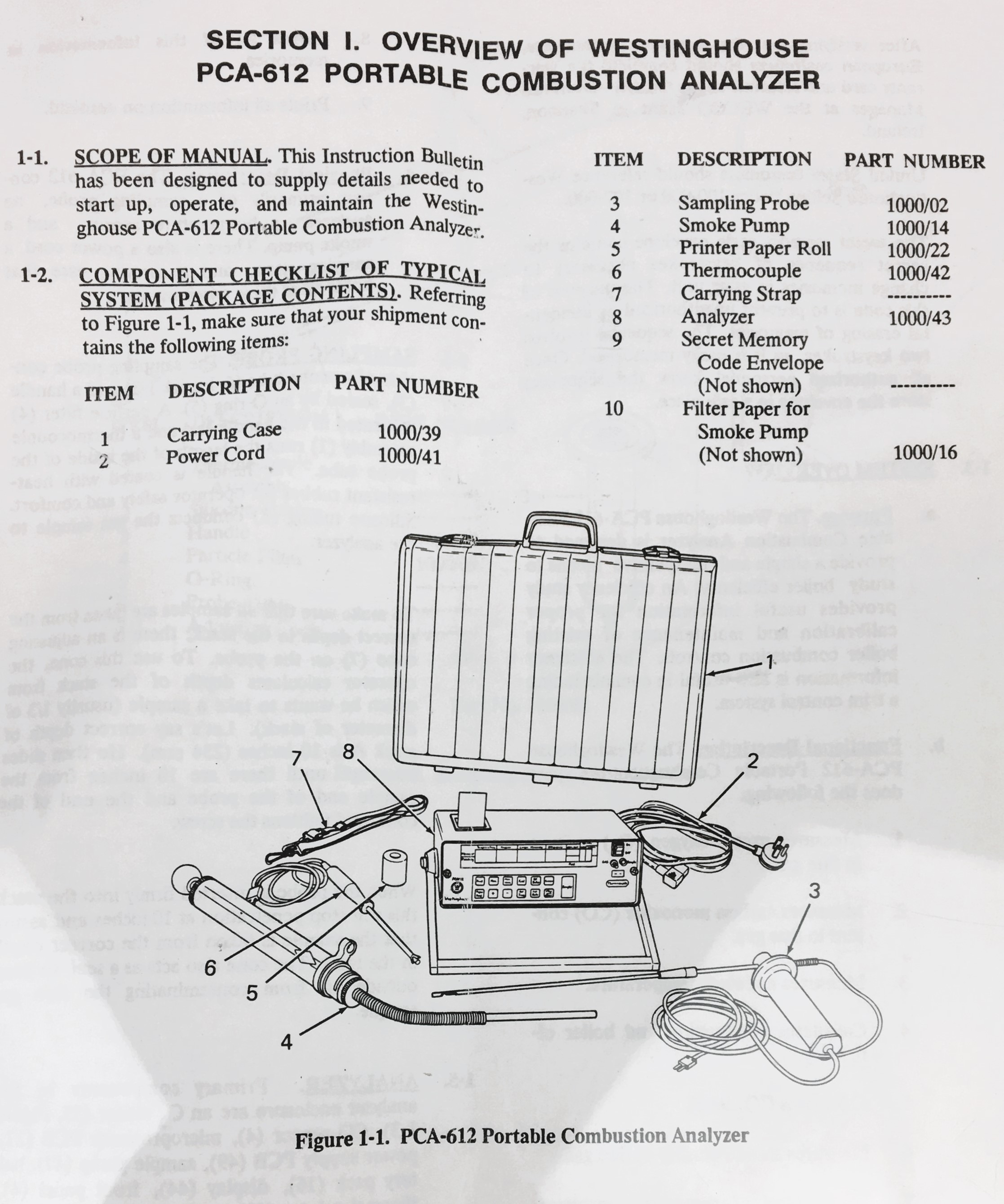 Used Westinghouse PCA-612 Portable Combustion Analyzer