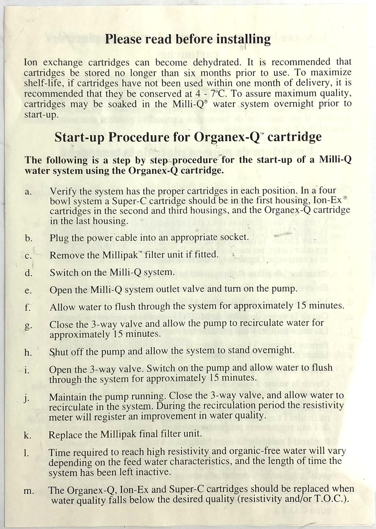 New Open Box Millipore Organex-Q Filter Cartridge