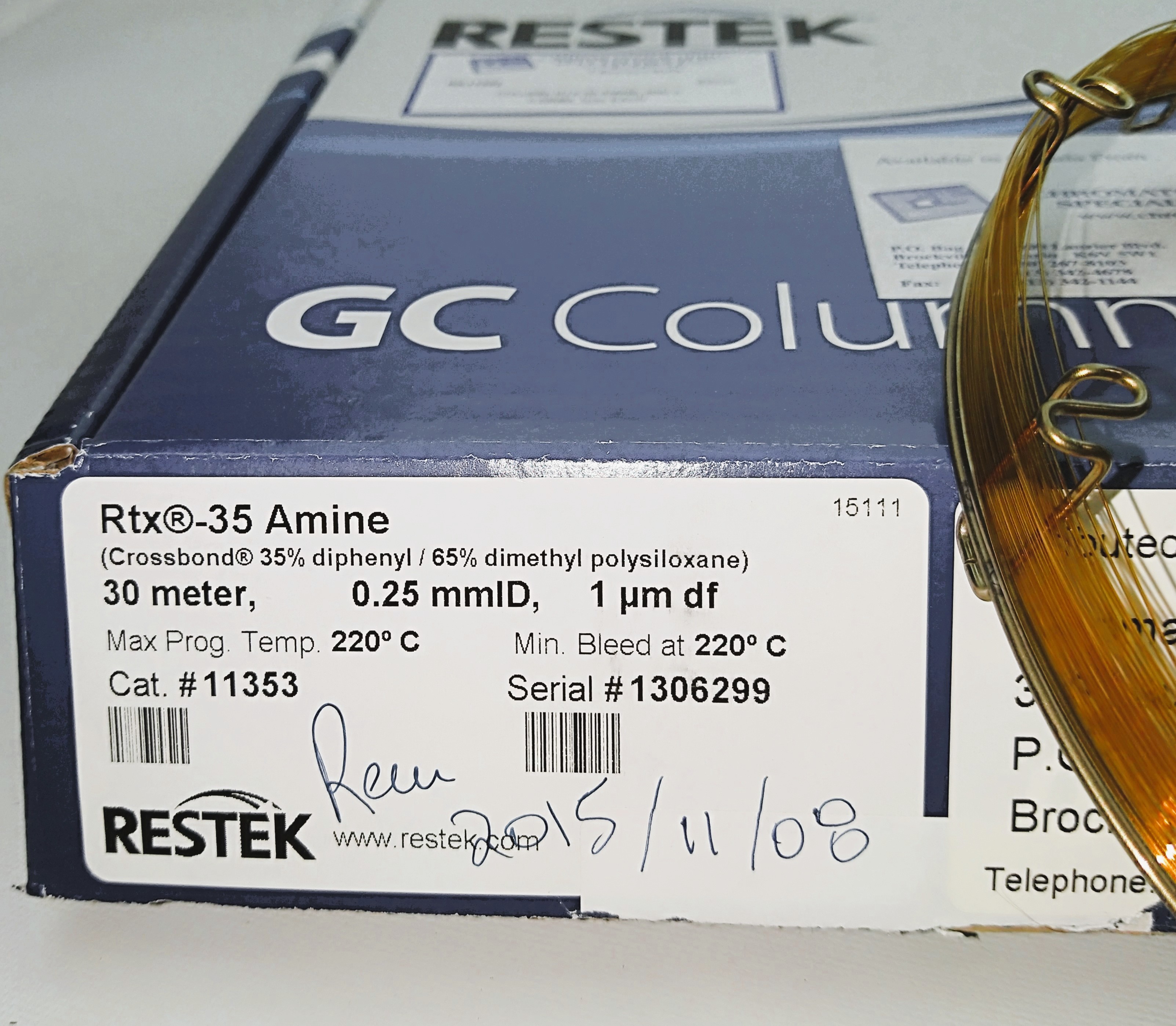 Used Restek Rtx-35 Amine (11353) Capillary Column (30M x 0.25mm x 1µm)