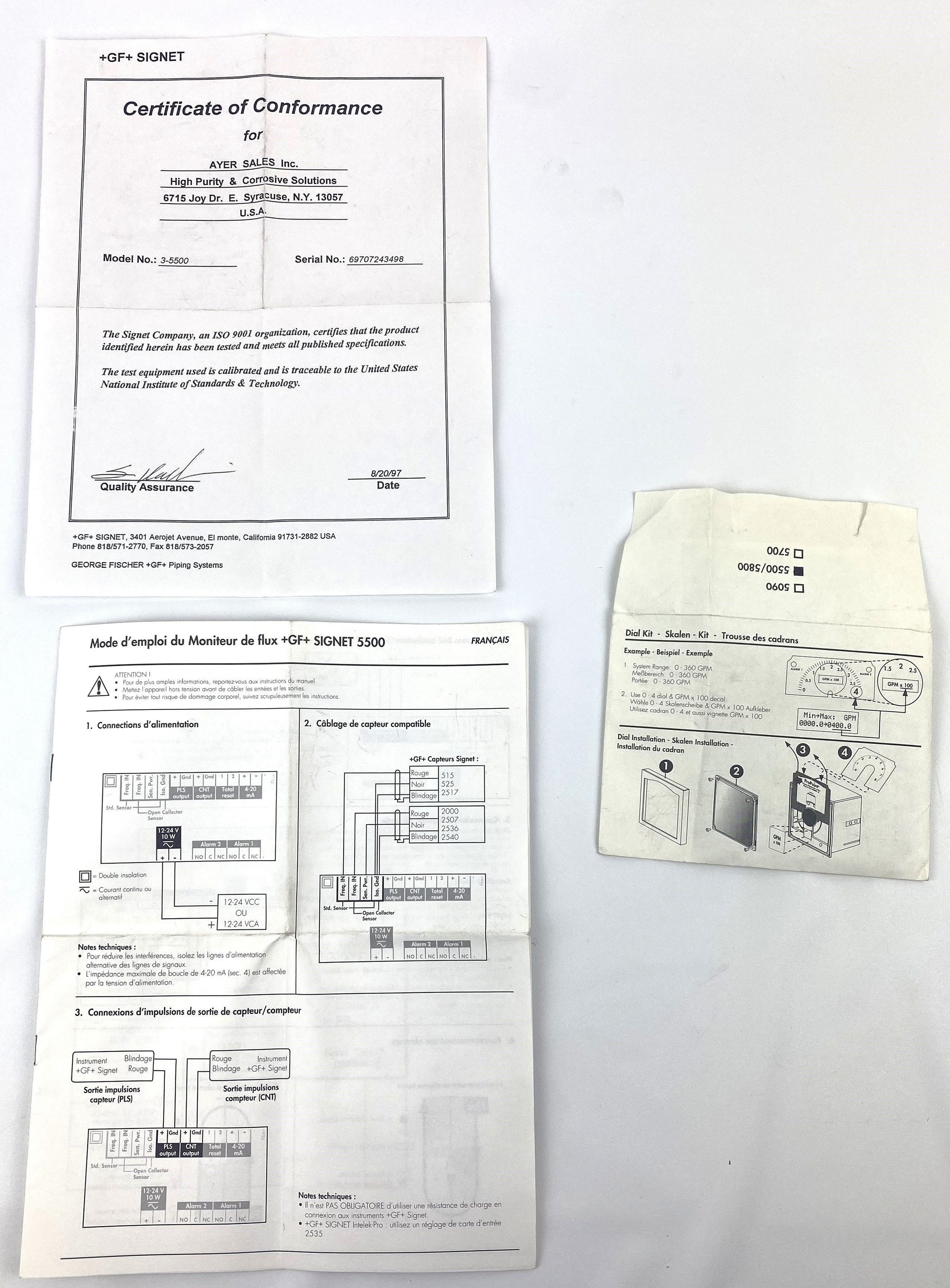New Open Box GF Signet 3-5500 Flow Monitor with Certificate