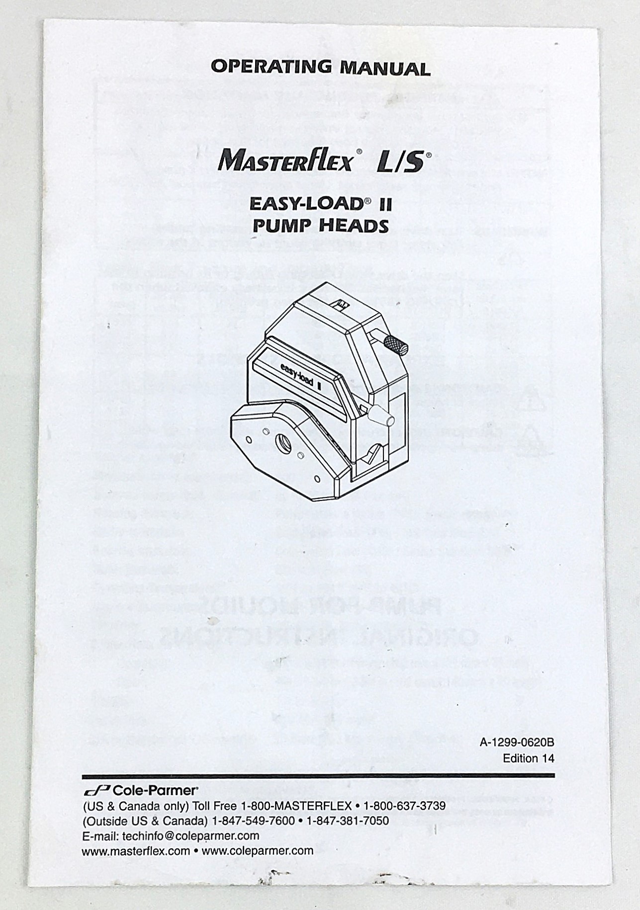 New Open Box Cole-Parmer Masterflex Easy-Load II L/S 77202-60 Pump Head