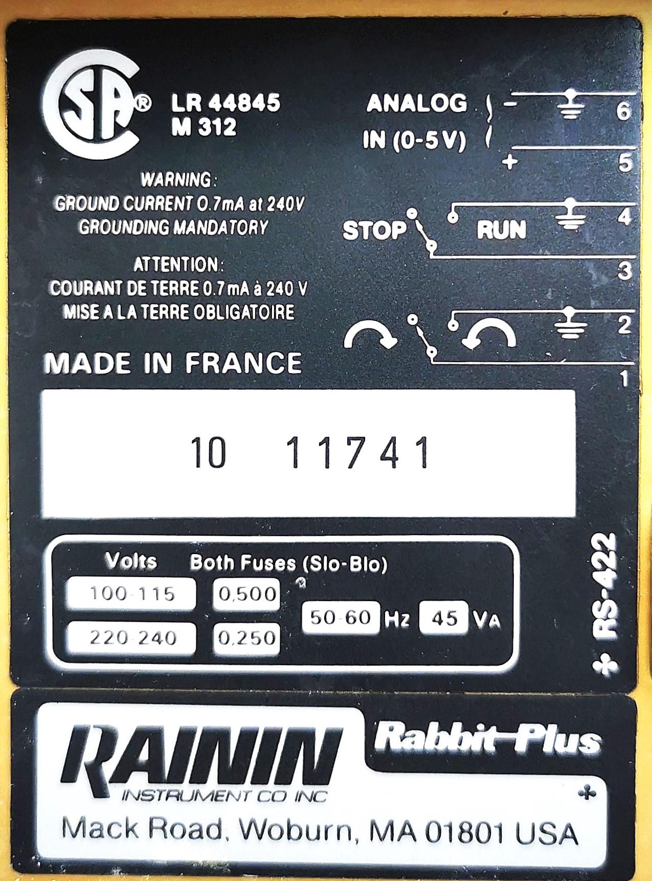 Used Rainin Rabbit-Plus Peristaltic Pump