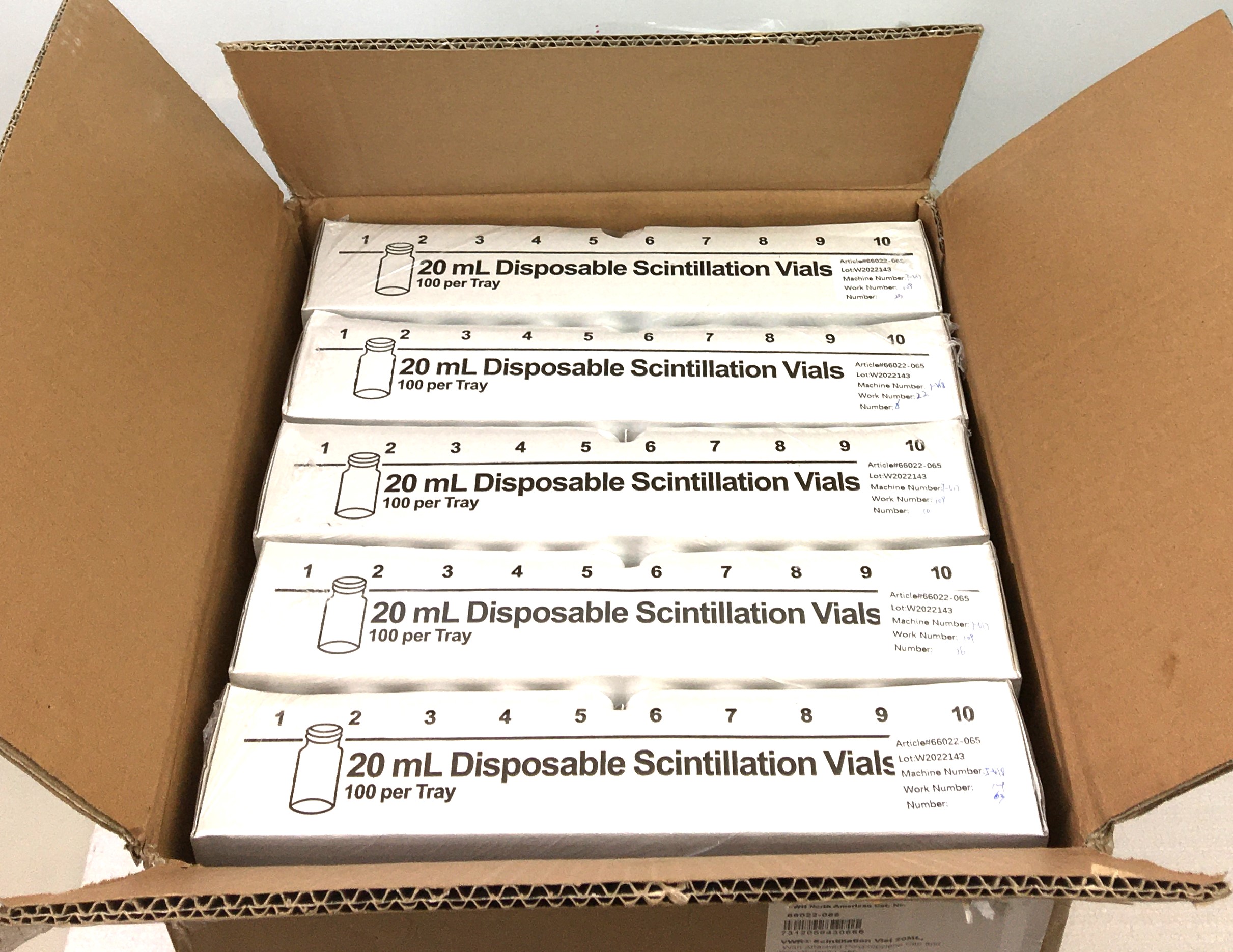 New VWR 66022-065 Scintillation Vial with Cap - 20mL (Box of 500)