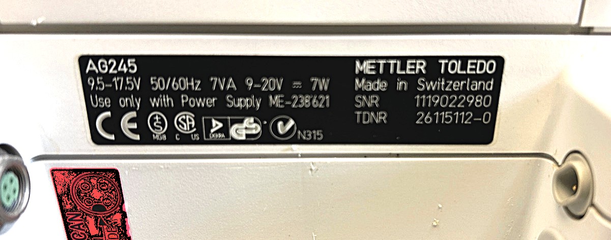 Used Mettler Toledo AG245 Delta-Range Balance (41g x 0.1mg / 210g x 1mg)