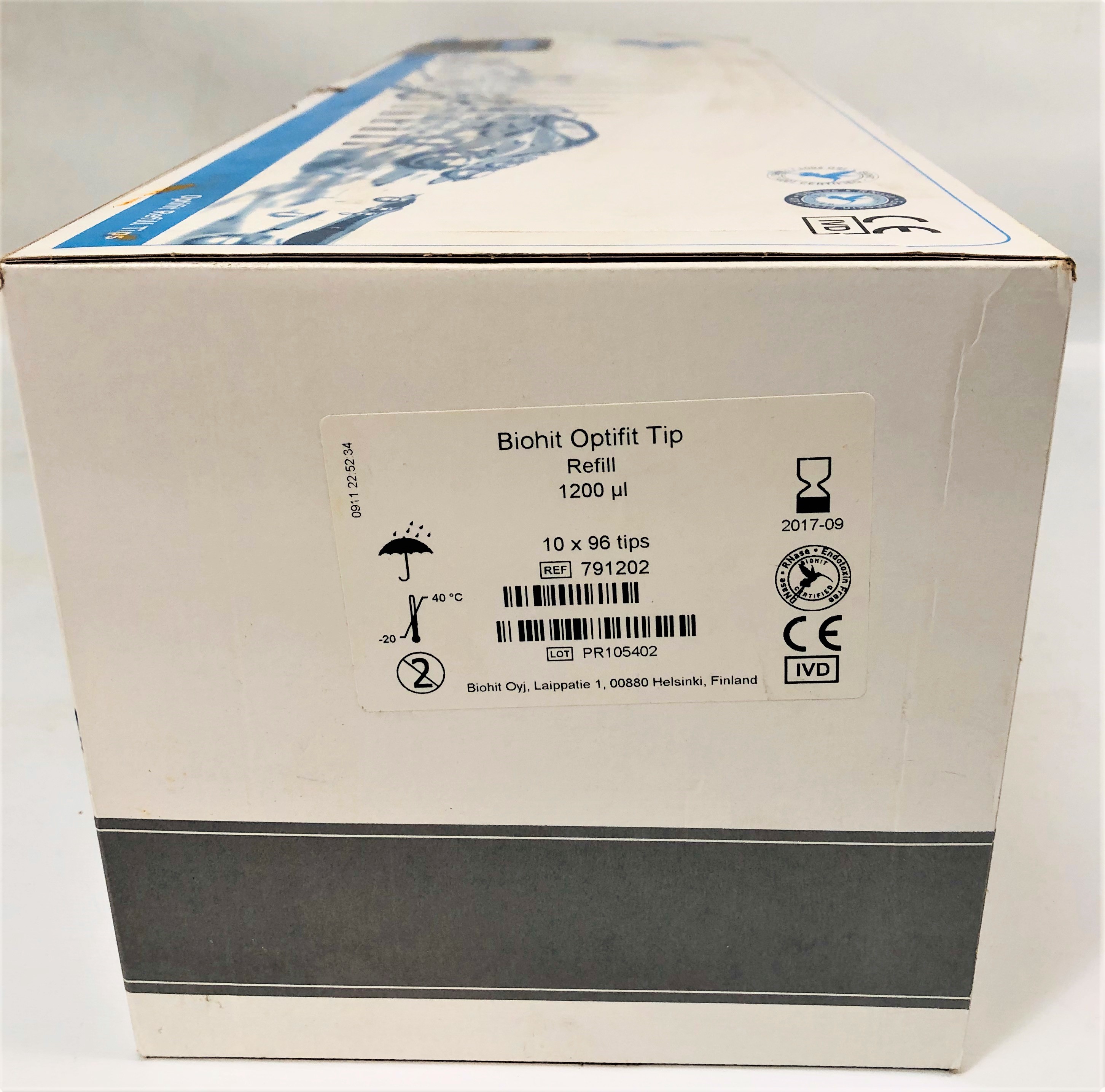 New Open Box BioHit Optifit 791202 Pipette Tip Single Refill Pack - 50 to 1200 µL (Tray of 96 Tips)