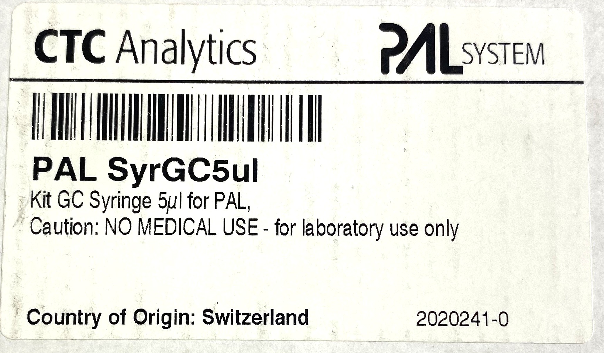 New Open Box CTC Analytics PALSyrGC (MSU 017-00A) 5µL Liquid Sample Adapter