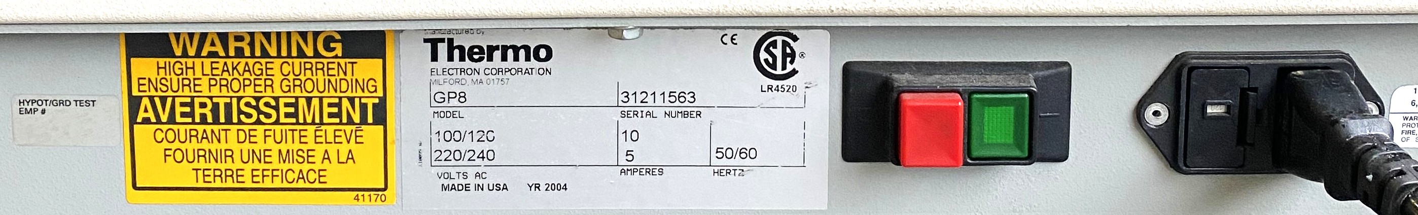 Used Thermo IEC Centra GP8 Centrifuge with 216 Swing-Out Rotor (4 x 750mL)