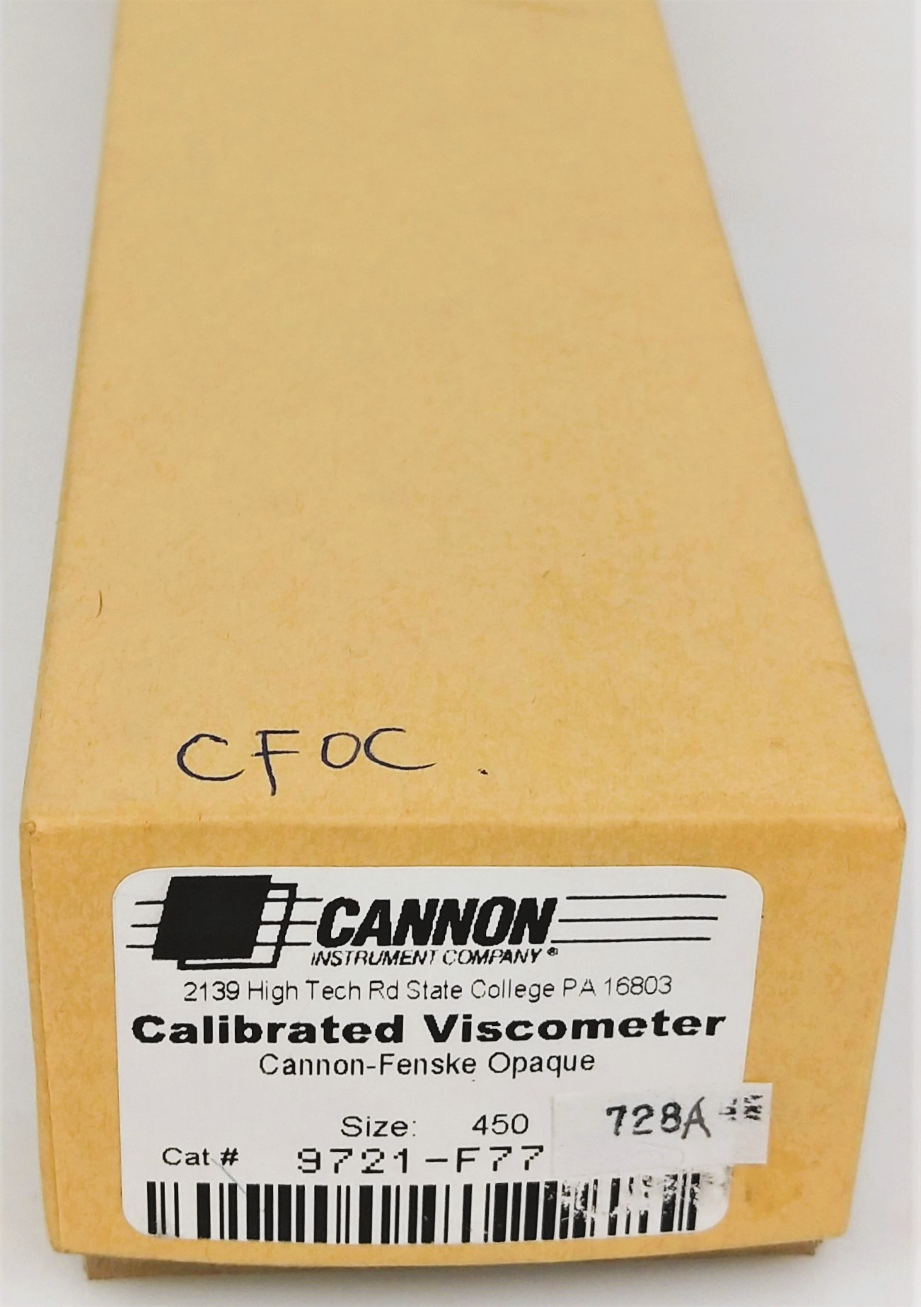 New Open Box Cannon-Fenske CFOC-450 (9721-F77) Certified Opaque Viscometer Tube (Size 450)