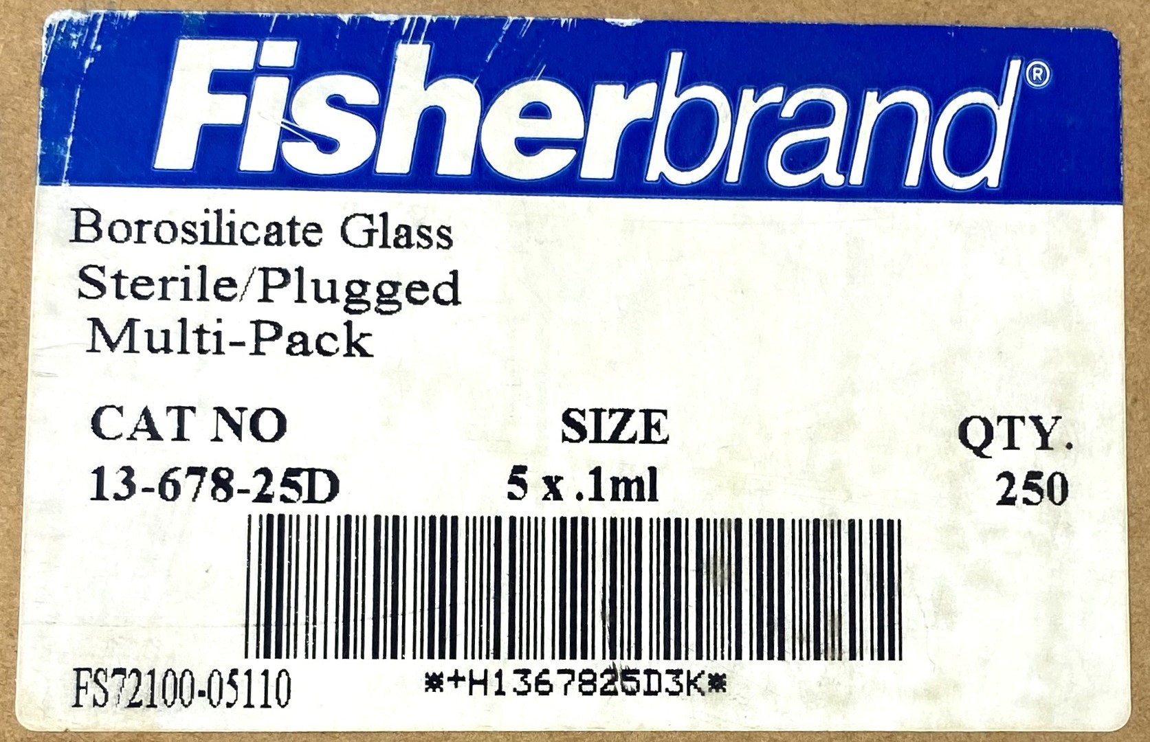 New Fisherbrand 13-678-25D Sterile Glass Disposable Serological Pipets - 5mL in 1/10 (Case of 250)