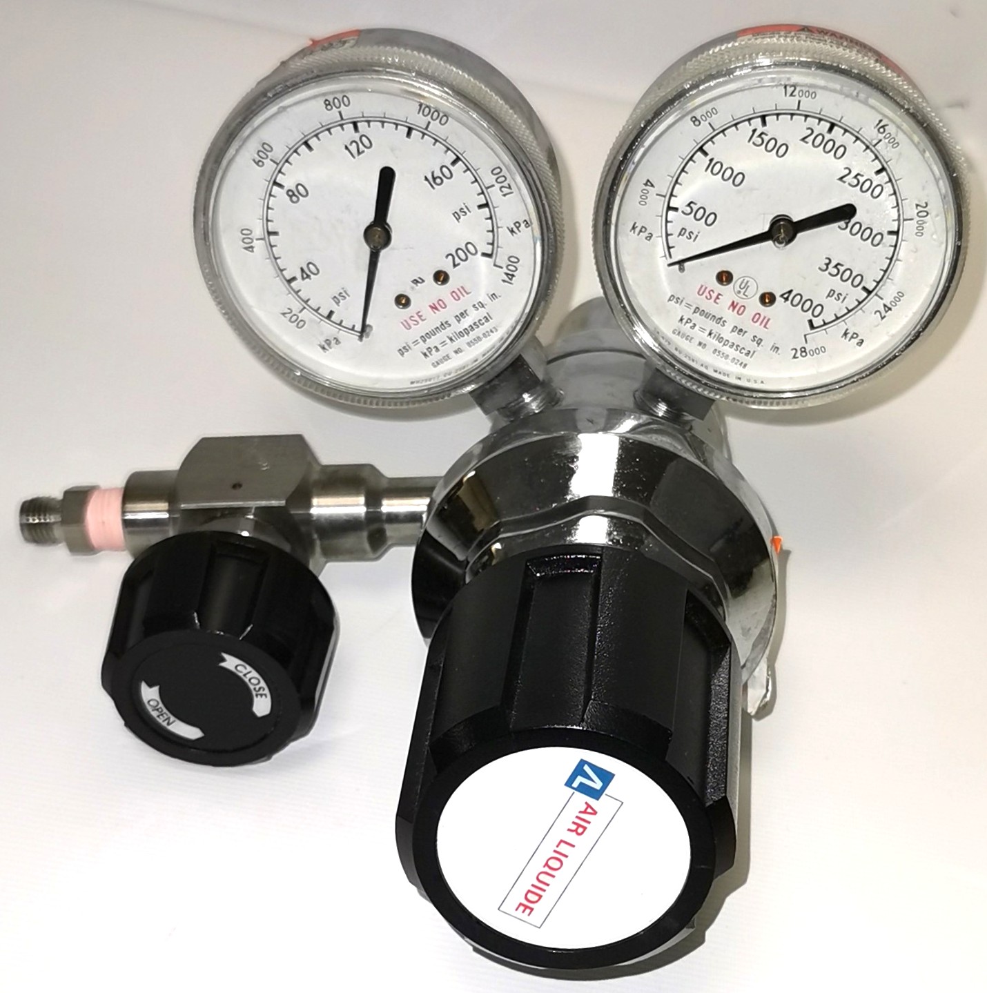 Used Liquid Air 2123311-346 Stainless-Steel Compressed Air Regulator (CGA 346)