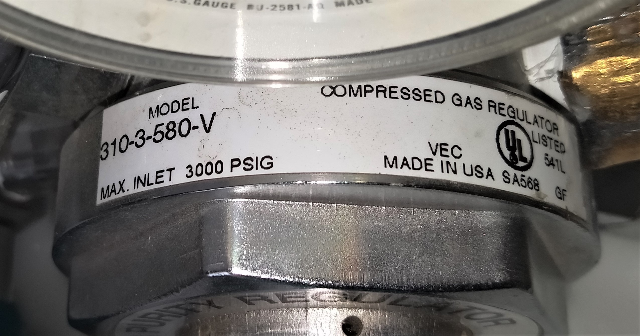 Used Airgas 310-3-580-V Dual Stage High Purity Regulator - CGA 580