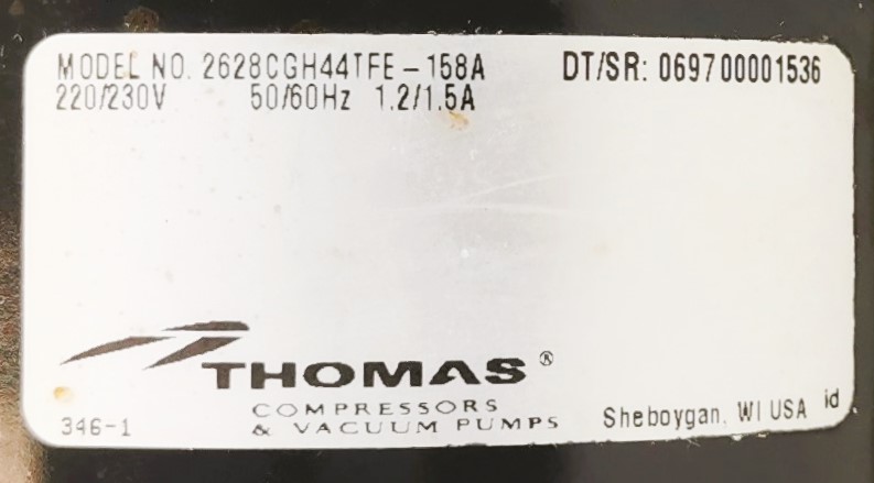 Used Thomas 2628 Series Piston Vacuum Pump