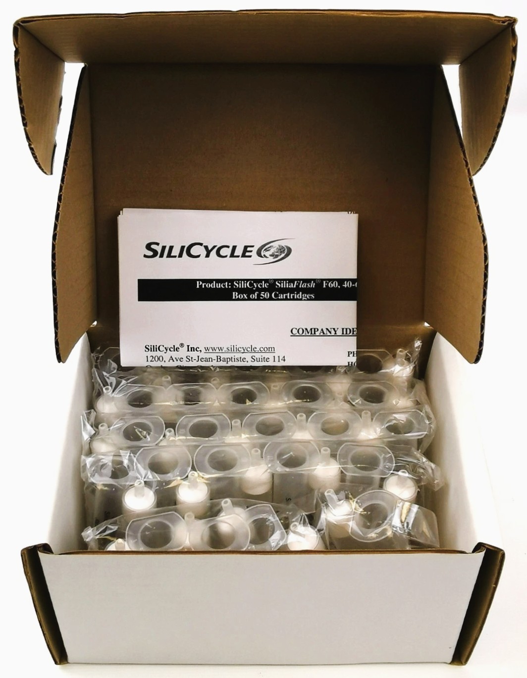 New Open Box SiliCycle SiliaPrep SPE-R10030B-06P Silica Gel Cartridge - 40 to 63 µm (Box of 50)