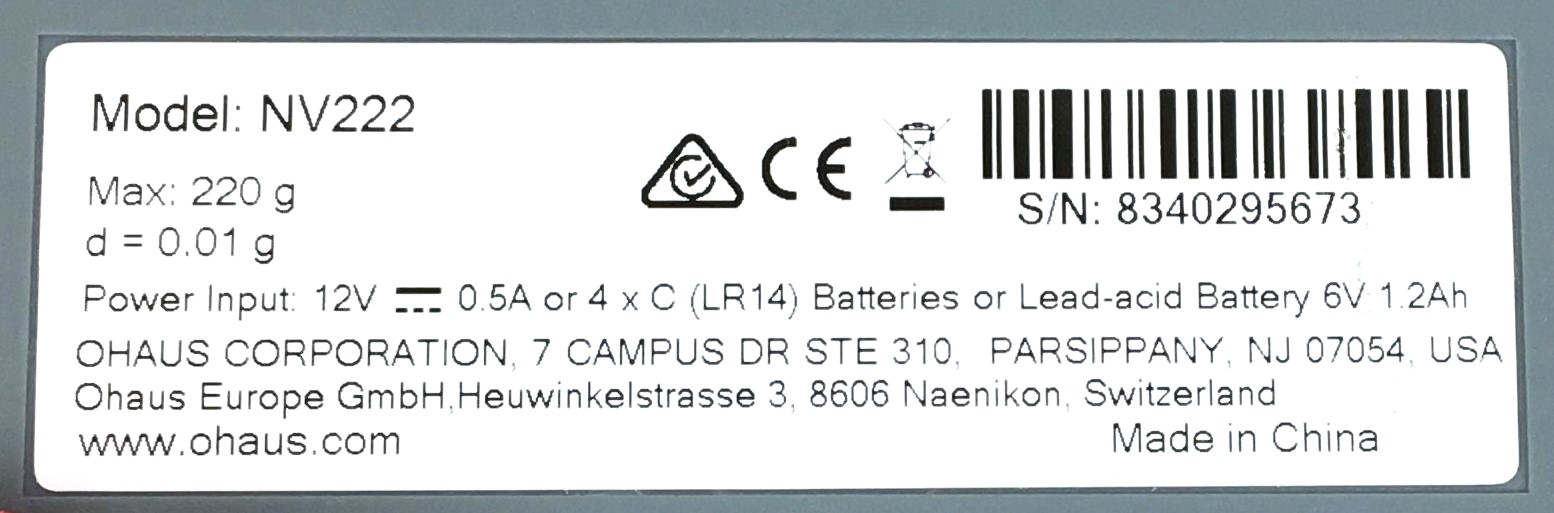 New Open Box Ohaus Navigator NV222 Portable Balance (220g x 0.01g) 