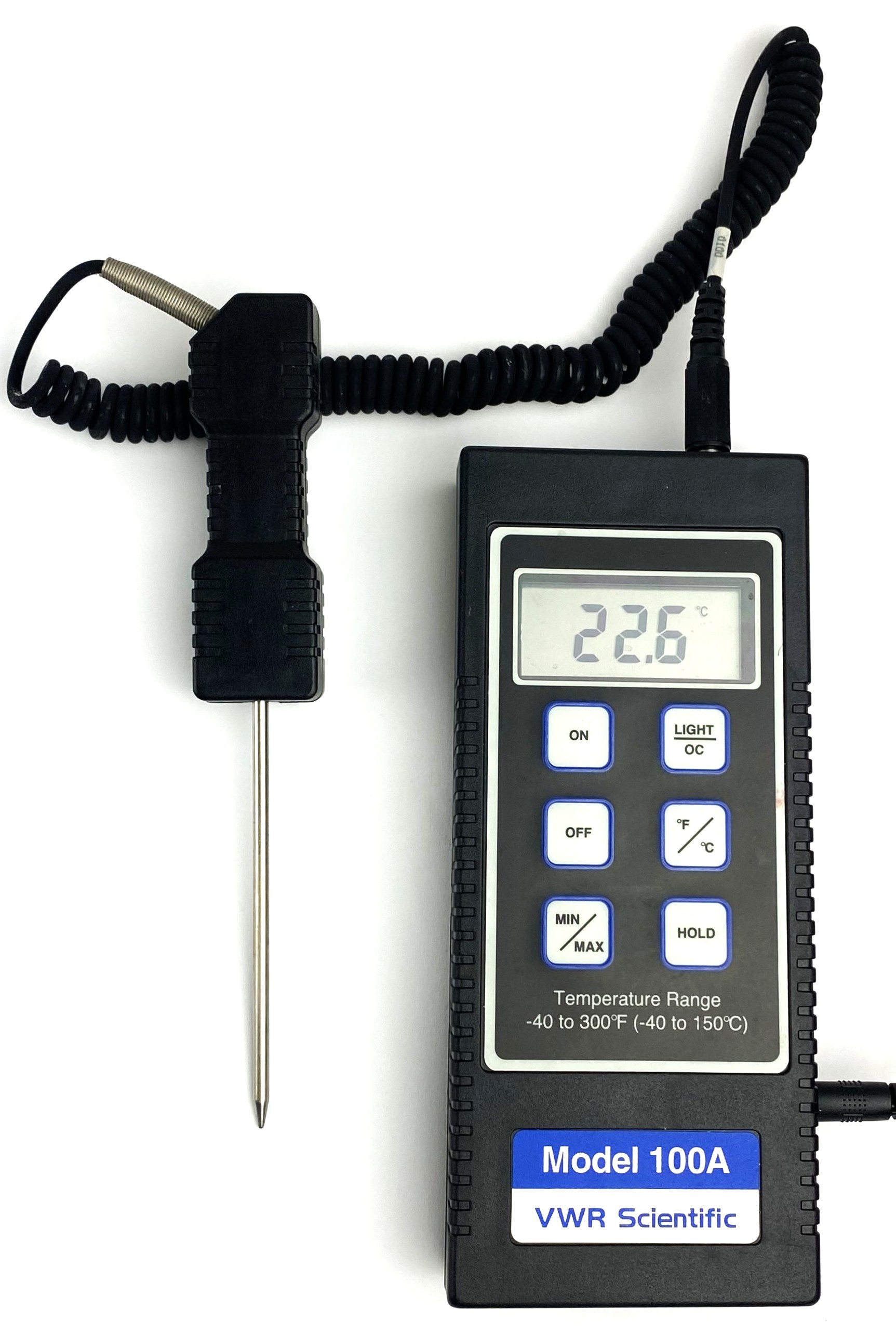 Used VWR 100A (61220-157) Digital Thermometer with Probe and Case