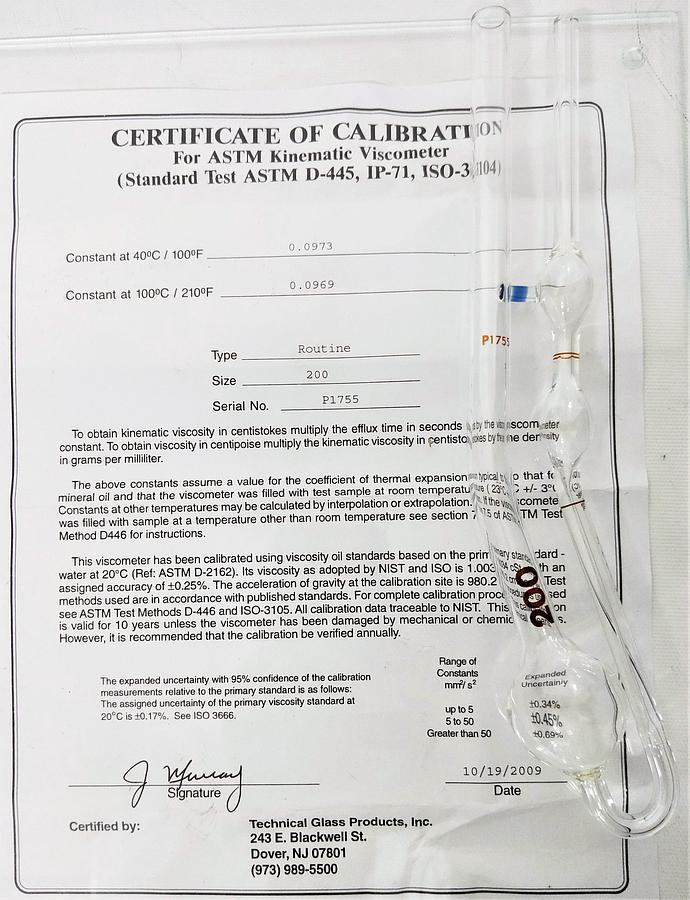 New Open Box Cannon-Fenske CFRC-200 Certified Routine Viscometer Tube (Size 200)
