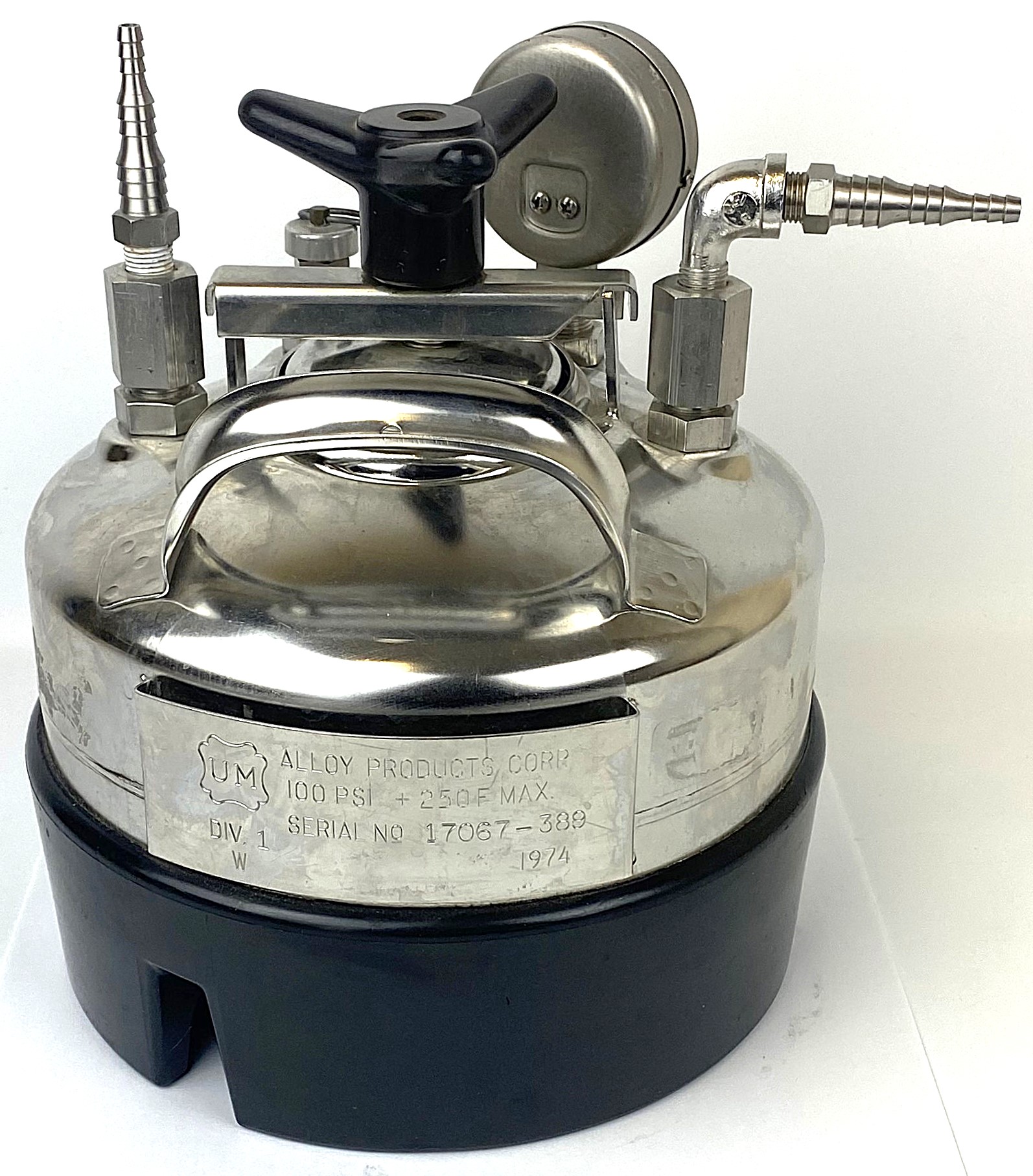 New Open Box Alloy Products Stainless Steel 100psi Pressure Vessel (5L)