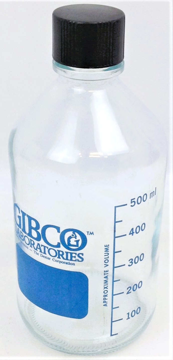 Used Wheaton 219759 (or Equivalent) Graduated 500mL Media Bottle with Screw Cap