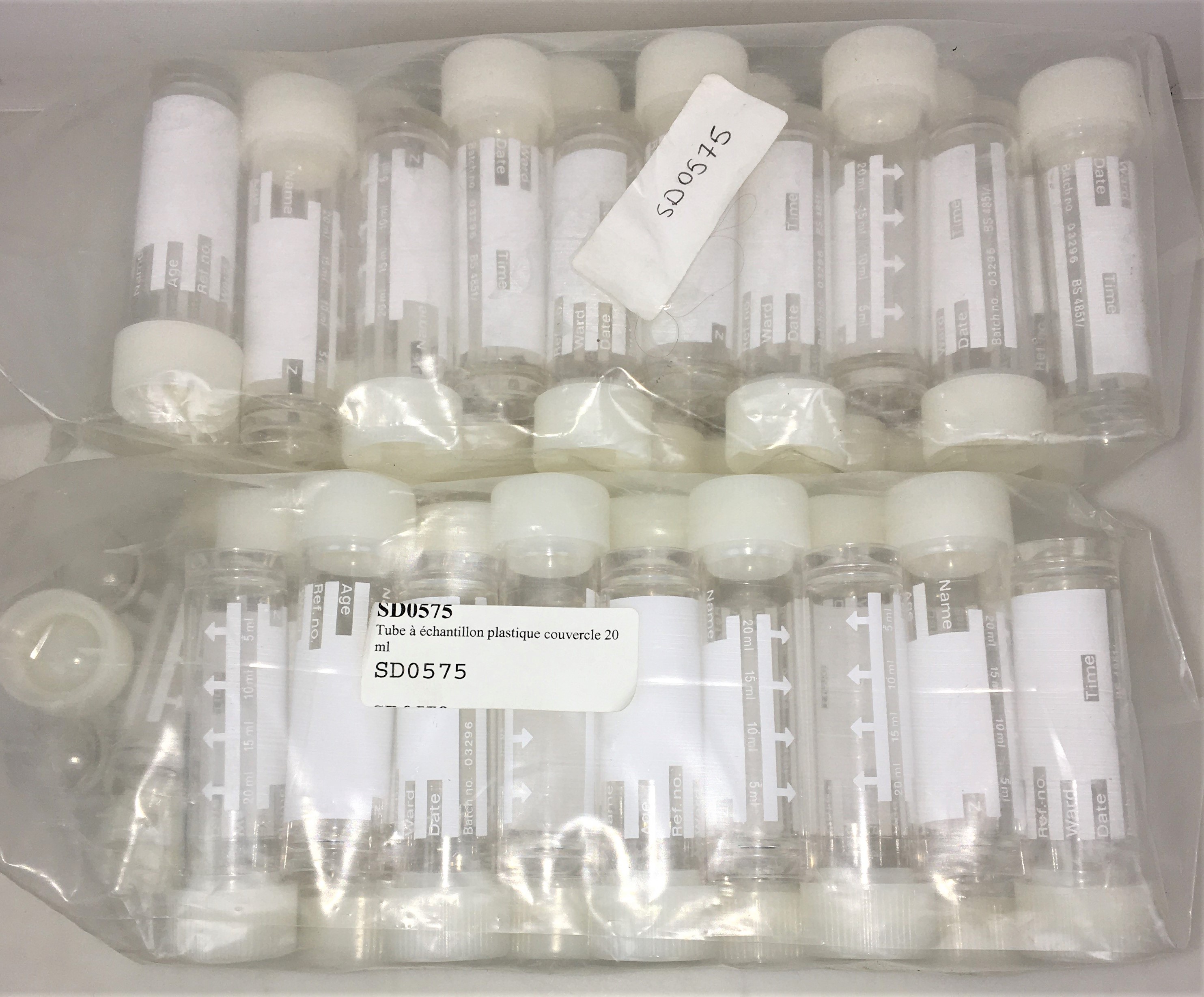 New Open Box Flat-Bottom Graduated Plastic Sample Tube with Lid (Pack of 50)