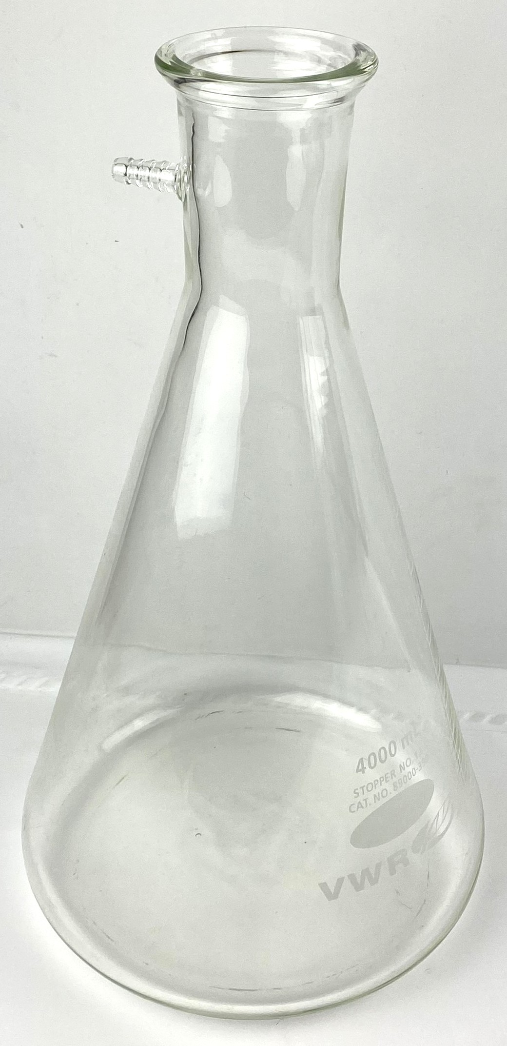 Used Corning PYREX 5340/Kimble KIMAX 27060 Heavy Wall Filtration Flask with Sidearm Tubulation - 4L