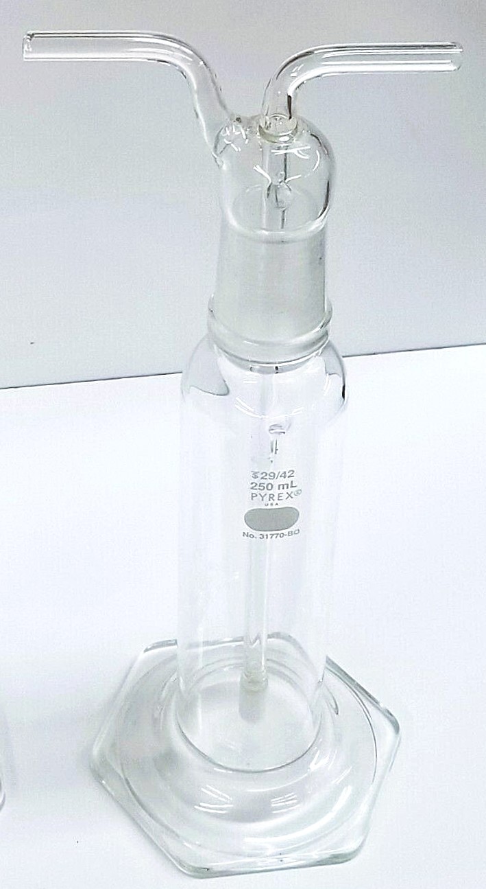 Used Corning PYREX 31770 Gas Washing Bottle (250mL)