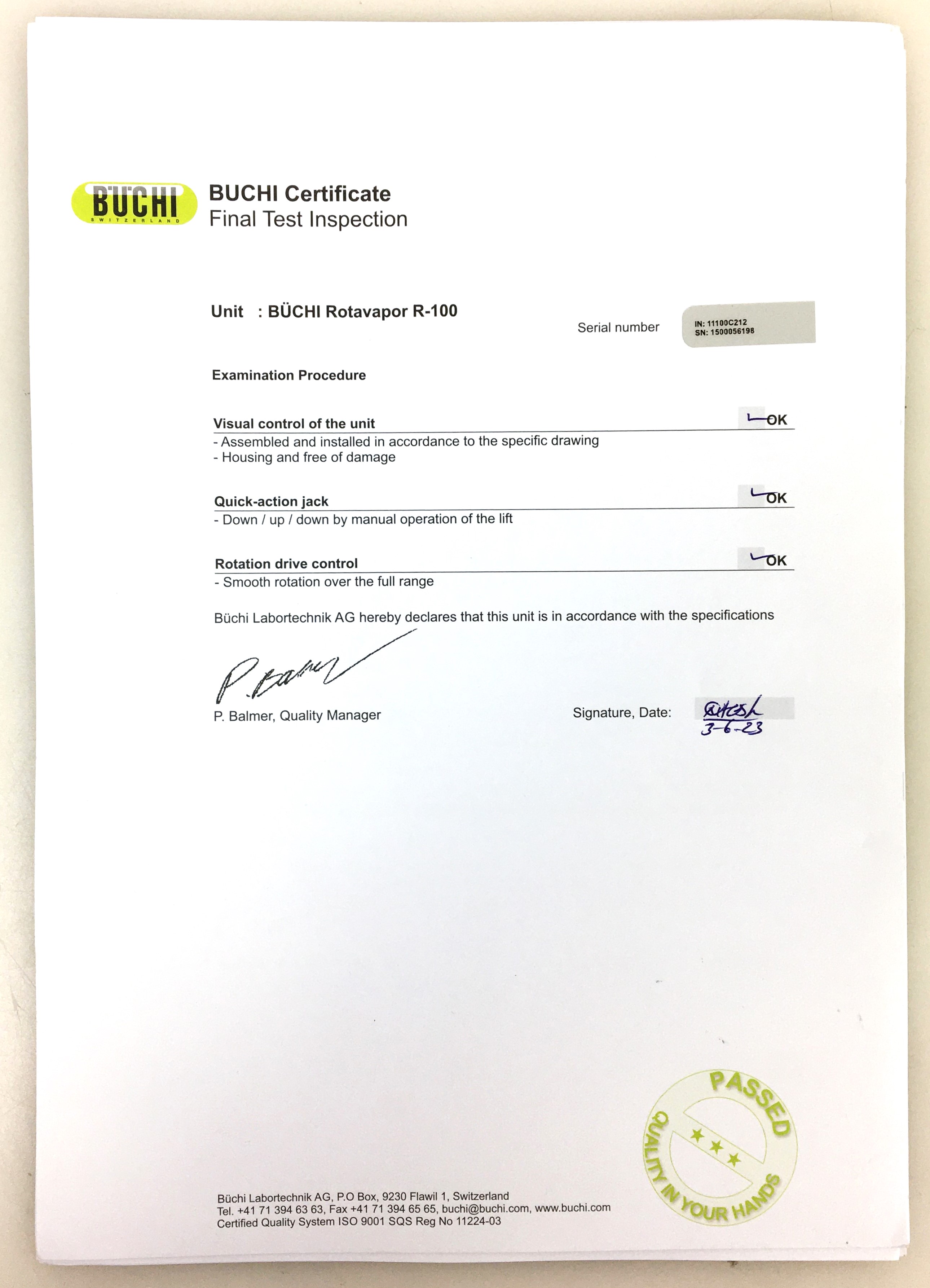 New Open Box Buchi Rotavapor R-100 Rotary Evaporator with B-100 Bath - COMPLETE