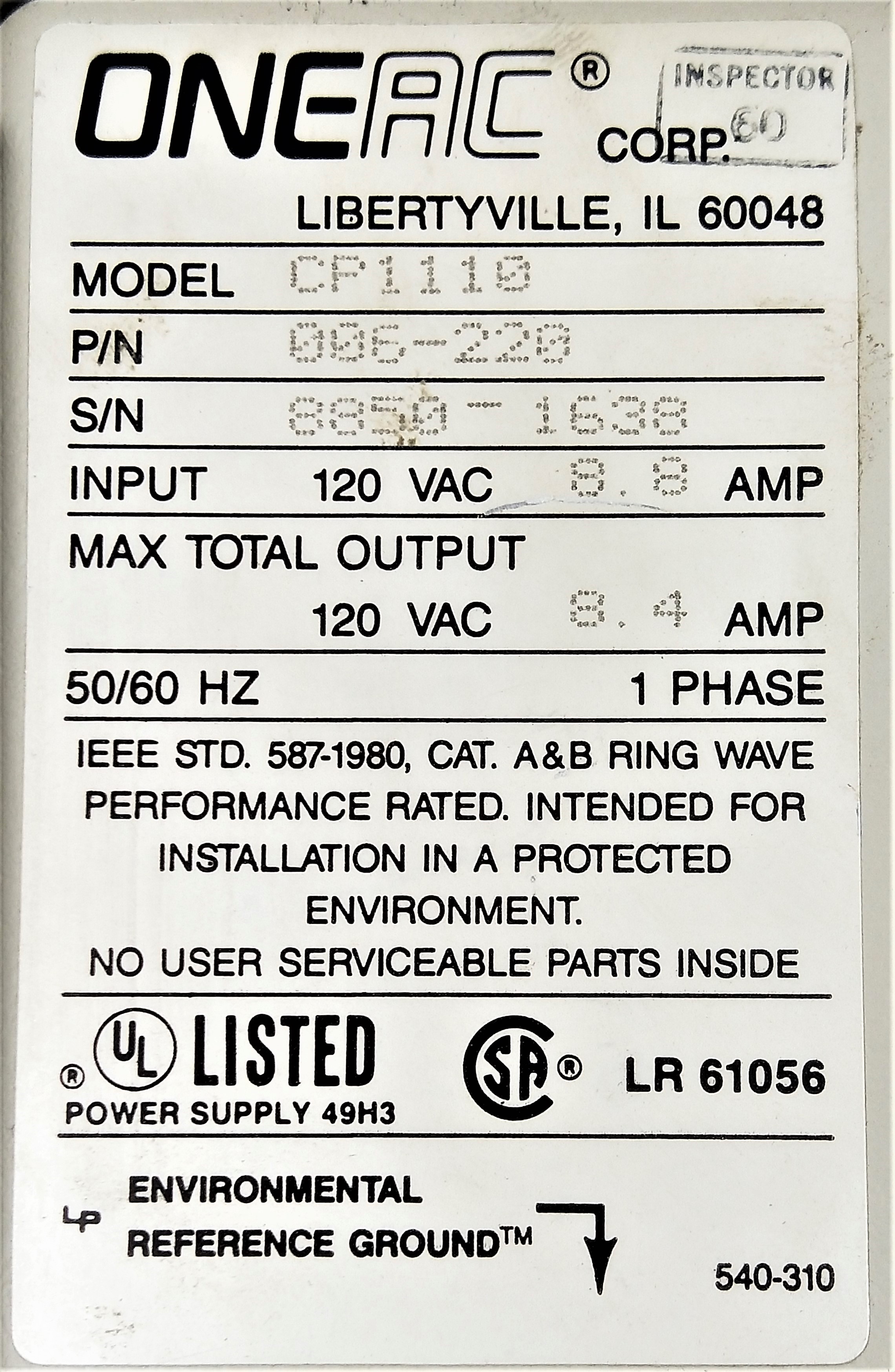 Used OneAC CP1110 Power Conditioner