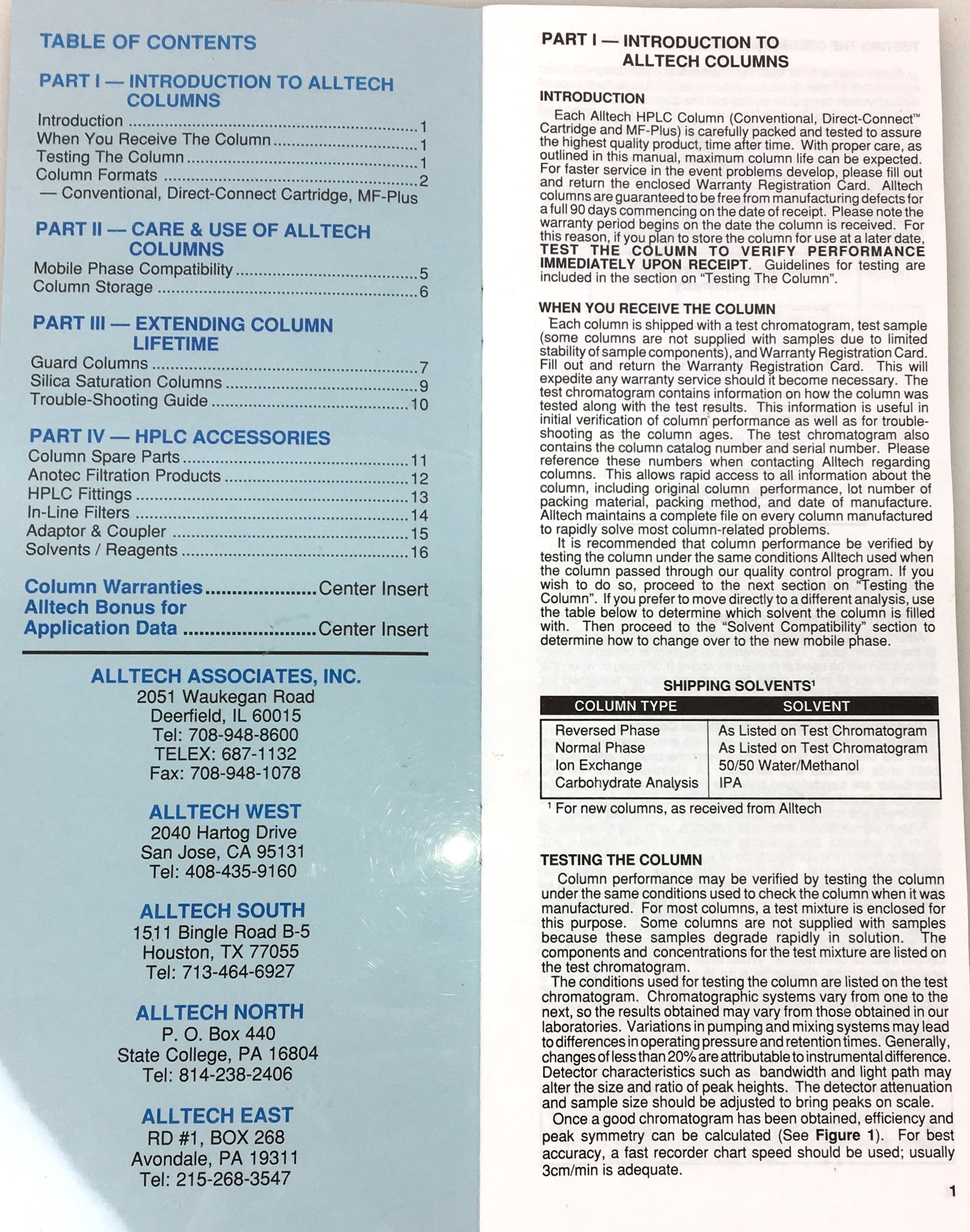 Used Alltech Econosil C18 LC Column (25 cm × 4.6 mm x 10µm)