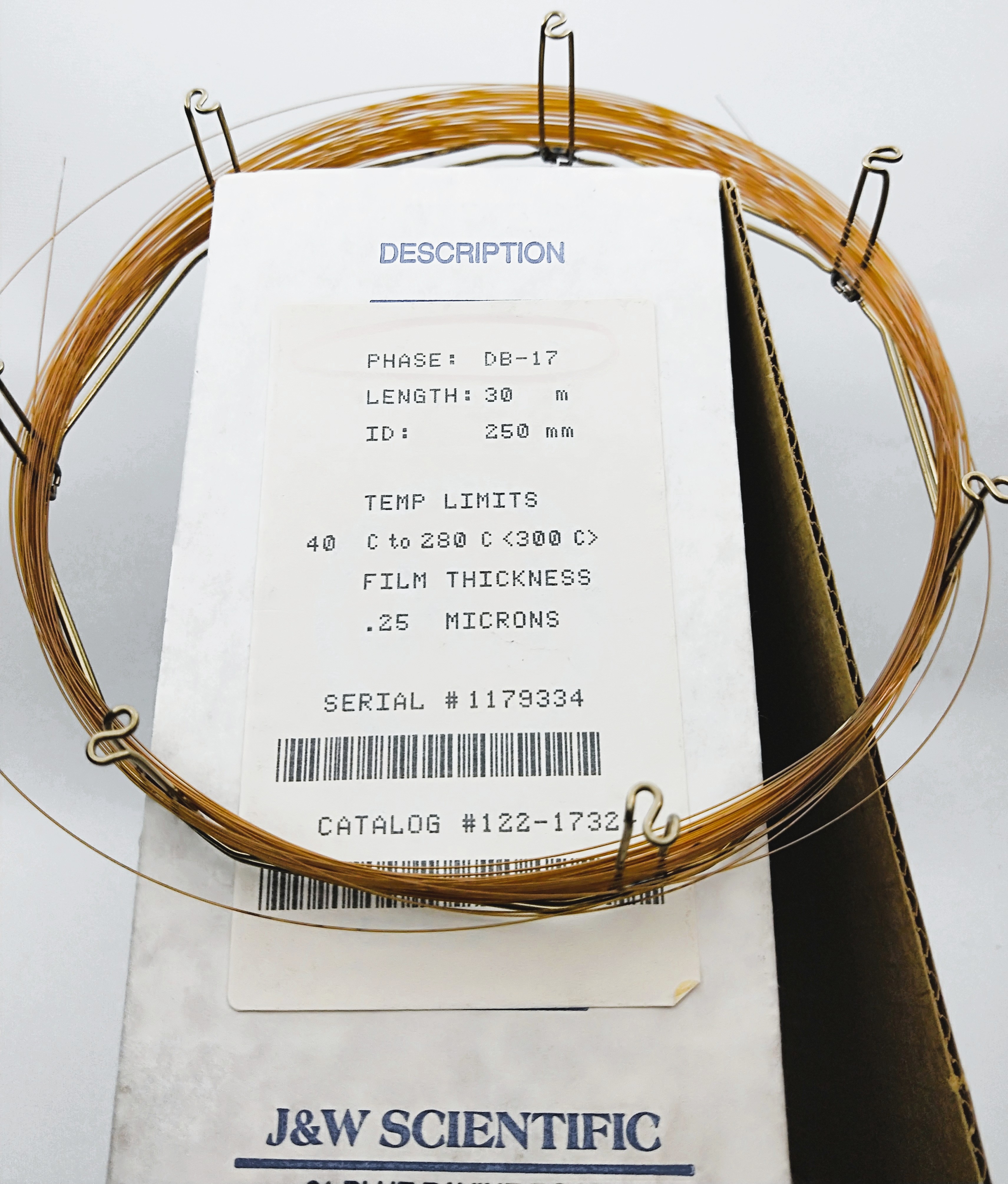 Used J&W DB-17 (122-1732) Capillary Column (30M x 0.25mm x 0.25µm)