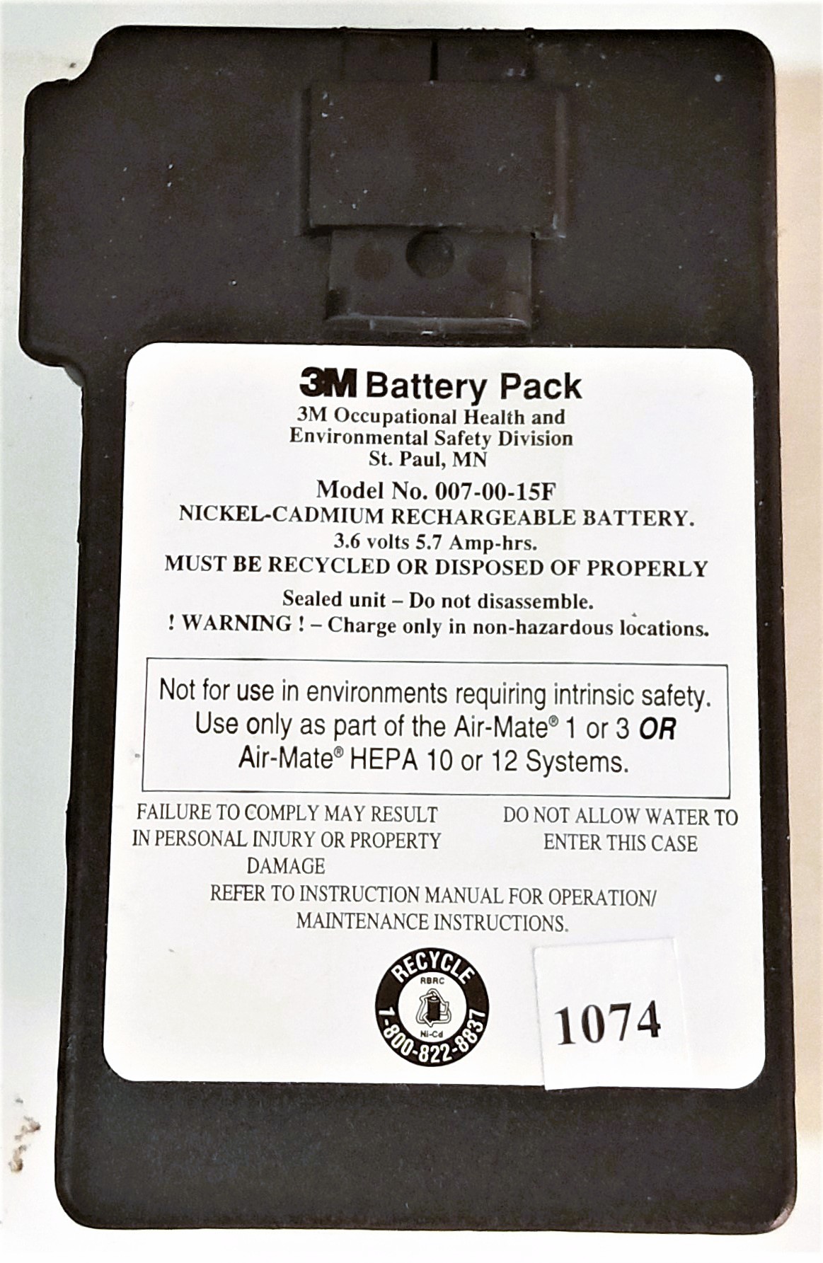 Used 3M Air-Mate HEPA Respirator (PAPR) Blower-Filter Unit
