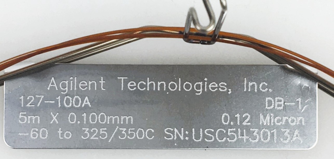 Used Agilent DB-1 (127-100A) Capillary Column (5M × 0.10mm x 0.12µm)